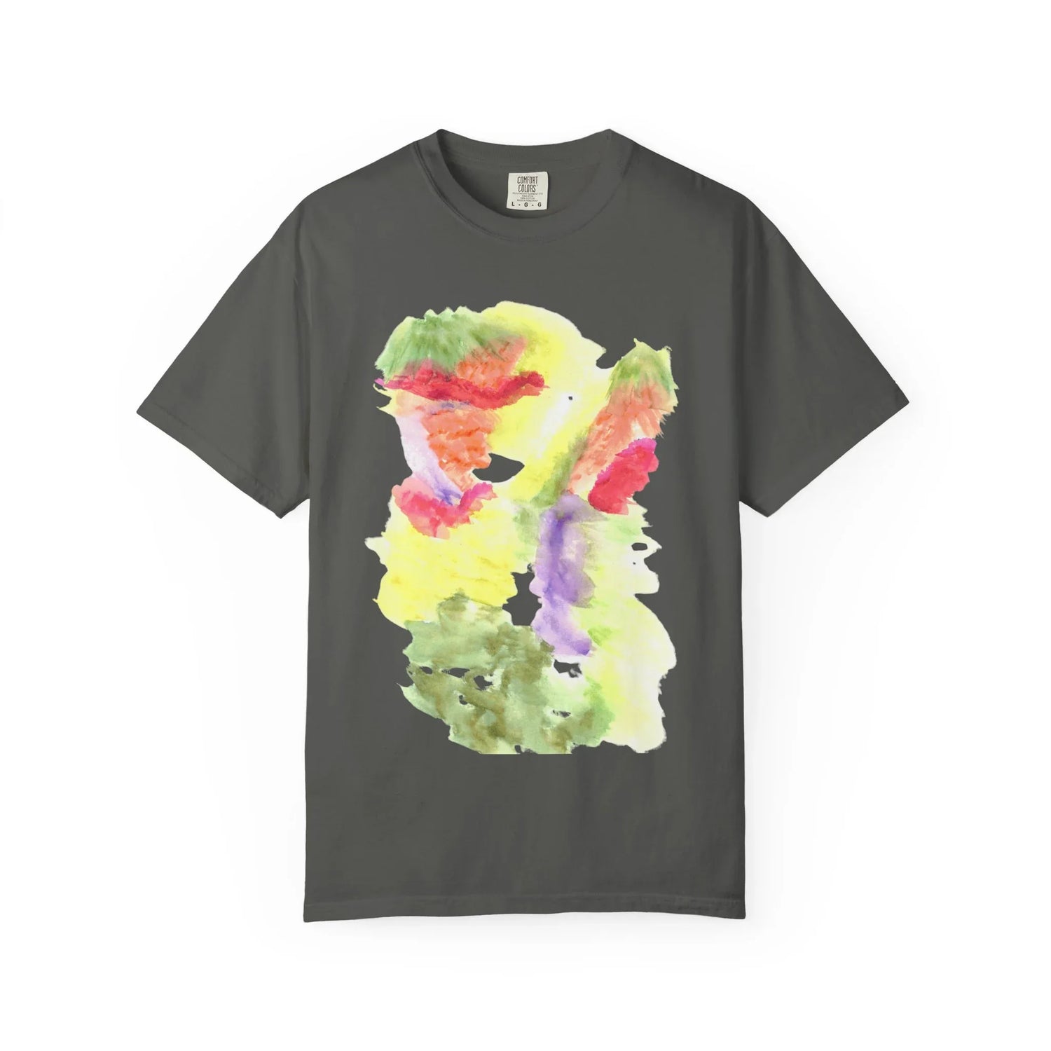 Abstract Eclosion Chromatique T-Shirt — Bright Watercolor Square Art Tee - Laure Leprince - Artiste Peintre