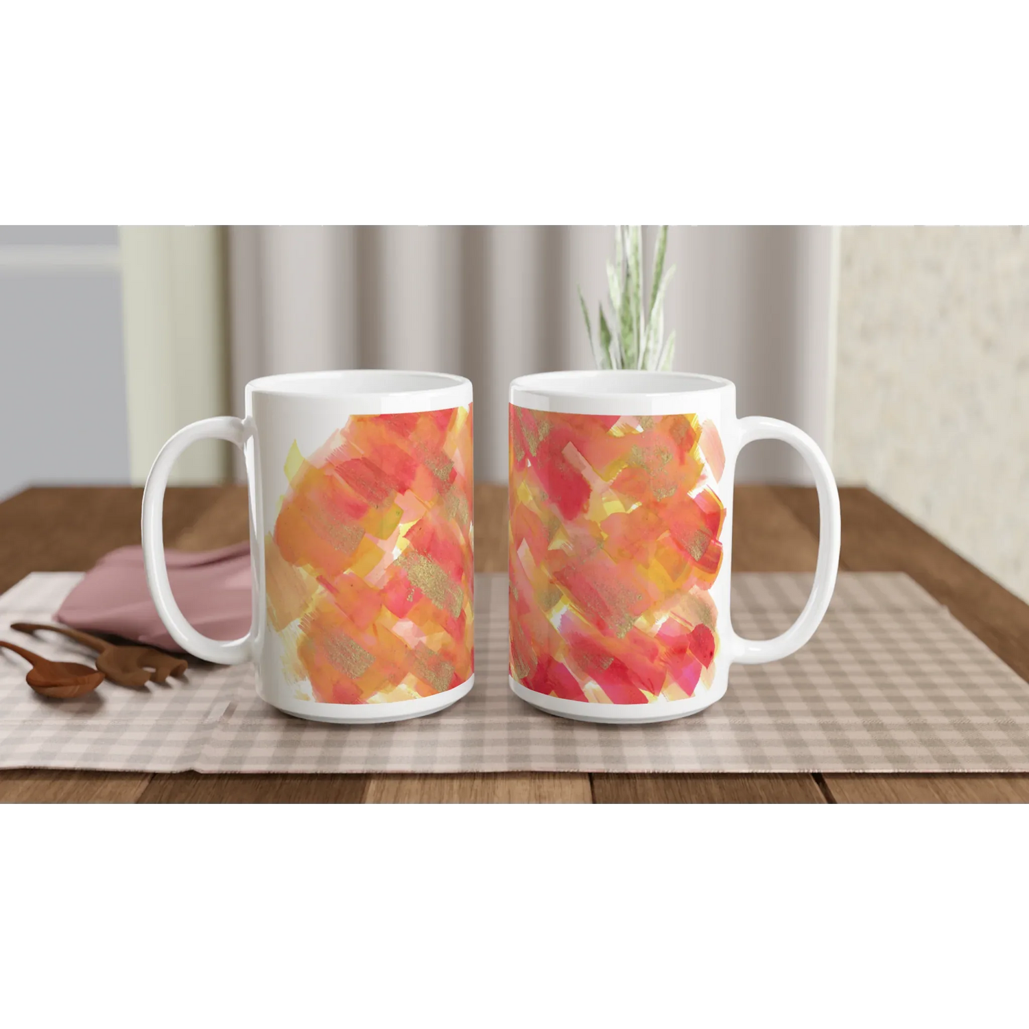 Mug en céramique blanche 44 Sunset Ember – Grand format, design et qualité durable - Laure Leprince - Artiste Peintre