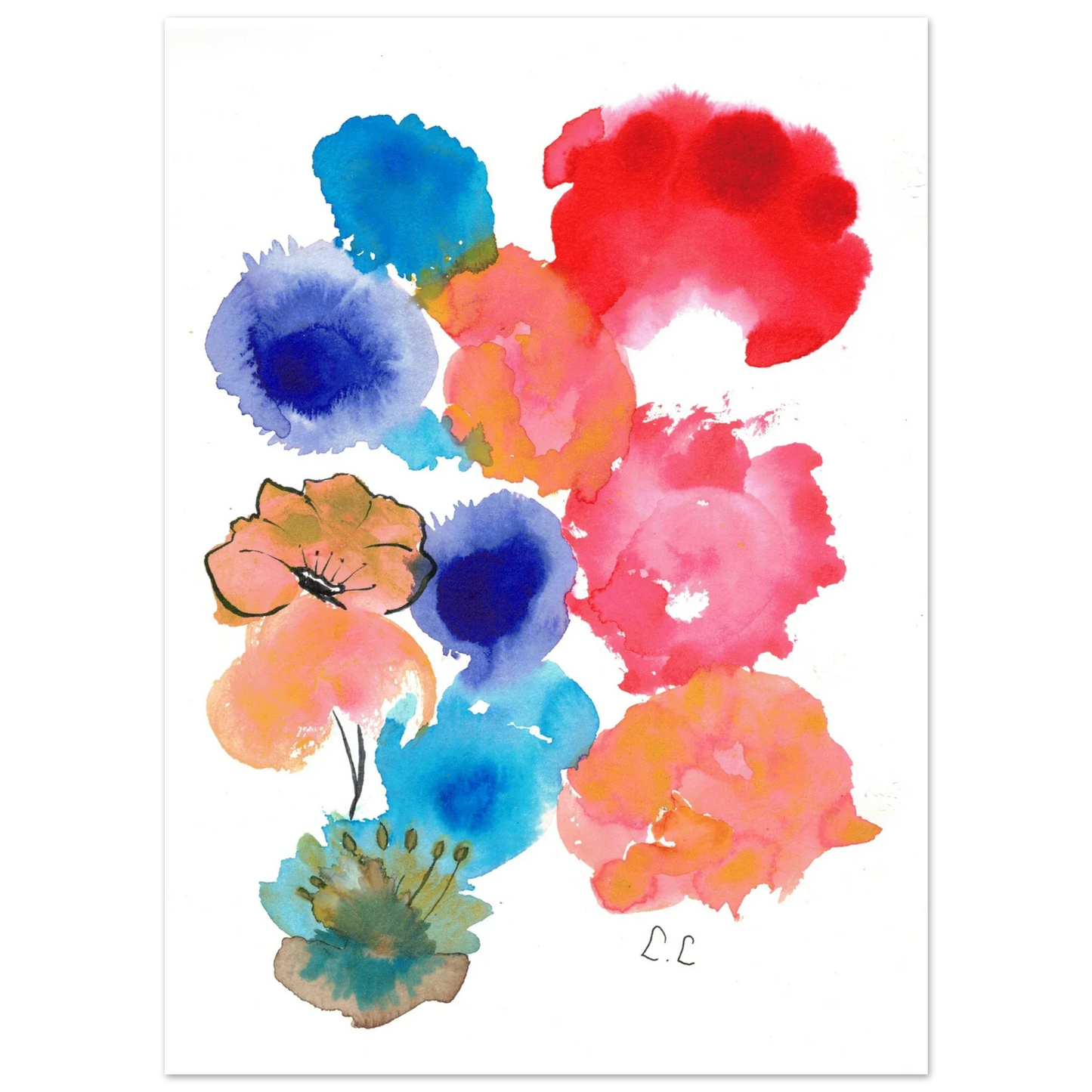 Affiche Premium Papier Mat – Floraison Pop Par l'Artiste Laure Leprince - Laure Leprince - Artiste Peintre