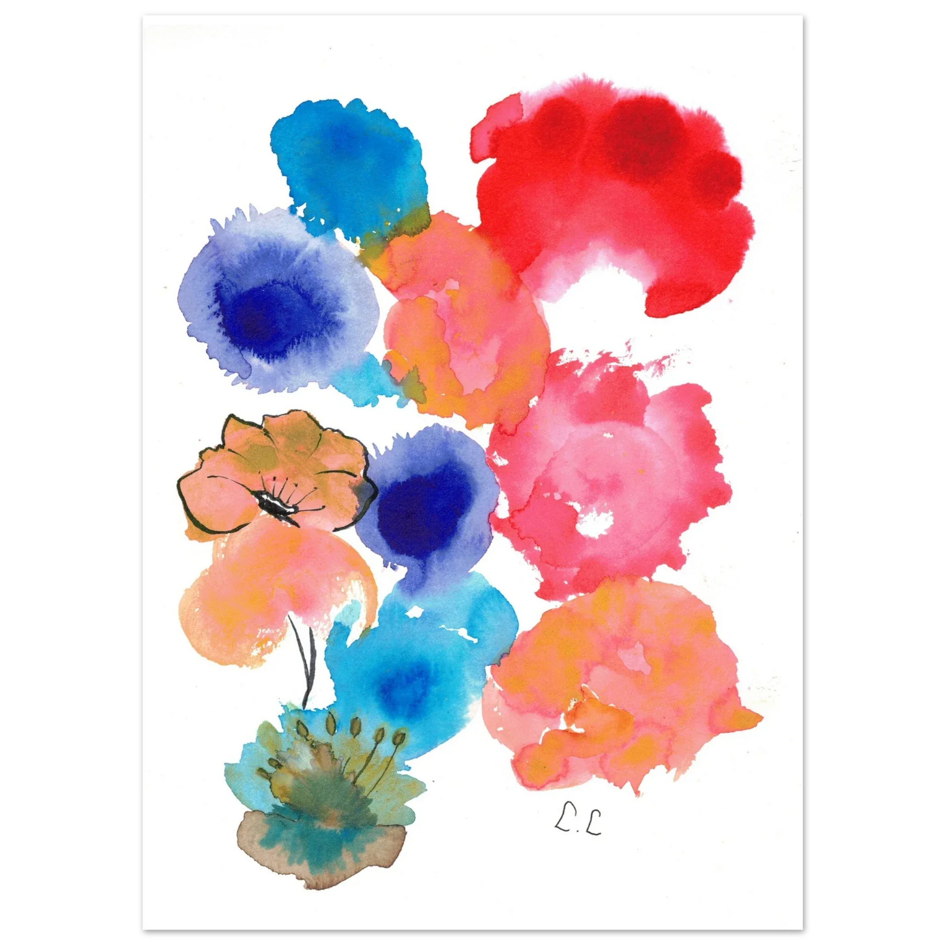Affiche Premium Papier Mat – Floraison Pop Par l'Artiste Laure Leprince - Laure Leprince - Artiste Peintre