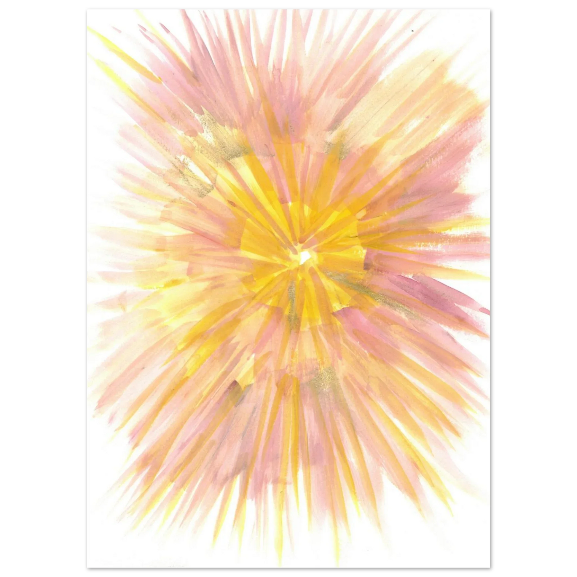 Abstract Sunrise Burst Art Print - Premium Matte Paper Poster with Dynamic Watercolor Design - Laure Leprince - Artiste Peintre
