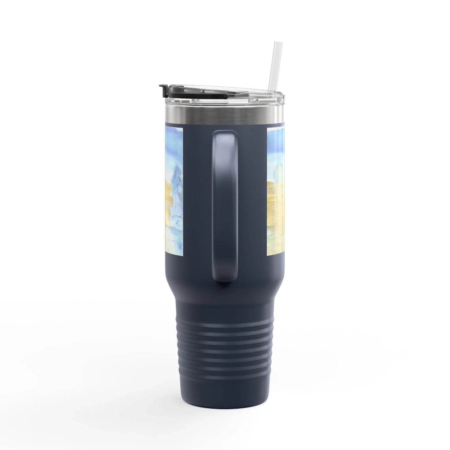 40oz Insulated Travel Mug – Blue Horizon Watercolor Design - Laure Leprince - Artiste Peintre
