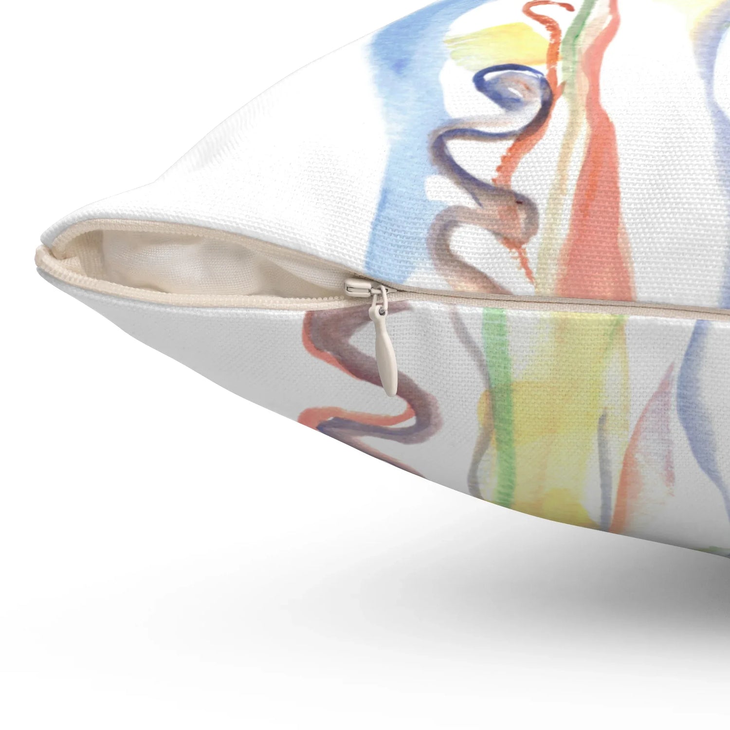 Square Throw Pillow Les Serpentins — Minimal Brushstroke Accent - Laure Leprince - Artiste Peintre