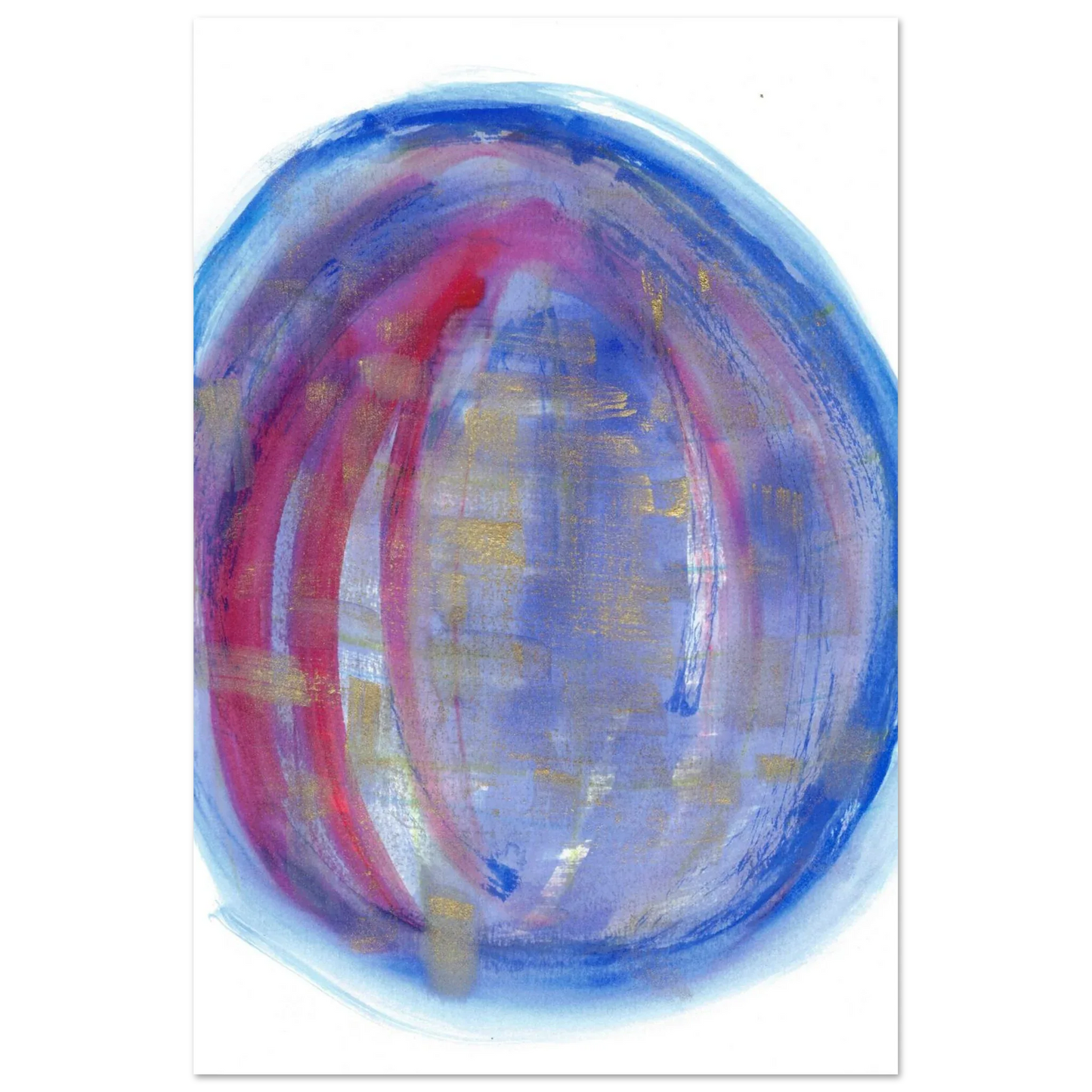 Cosmic Aura Abstract Watercolor Poster – Vibrant Blue, Magenta & Gold, Premium Matte Finish - Laure Leprince - Artiste Peintre
