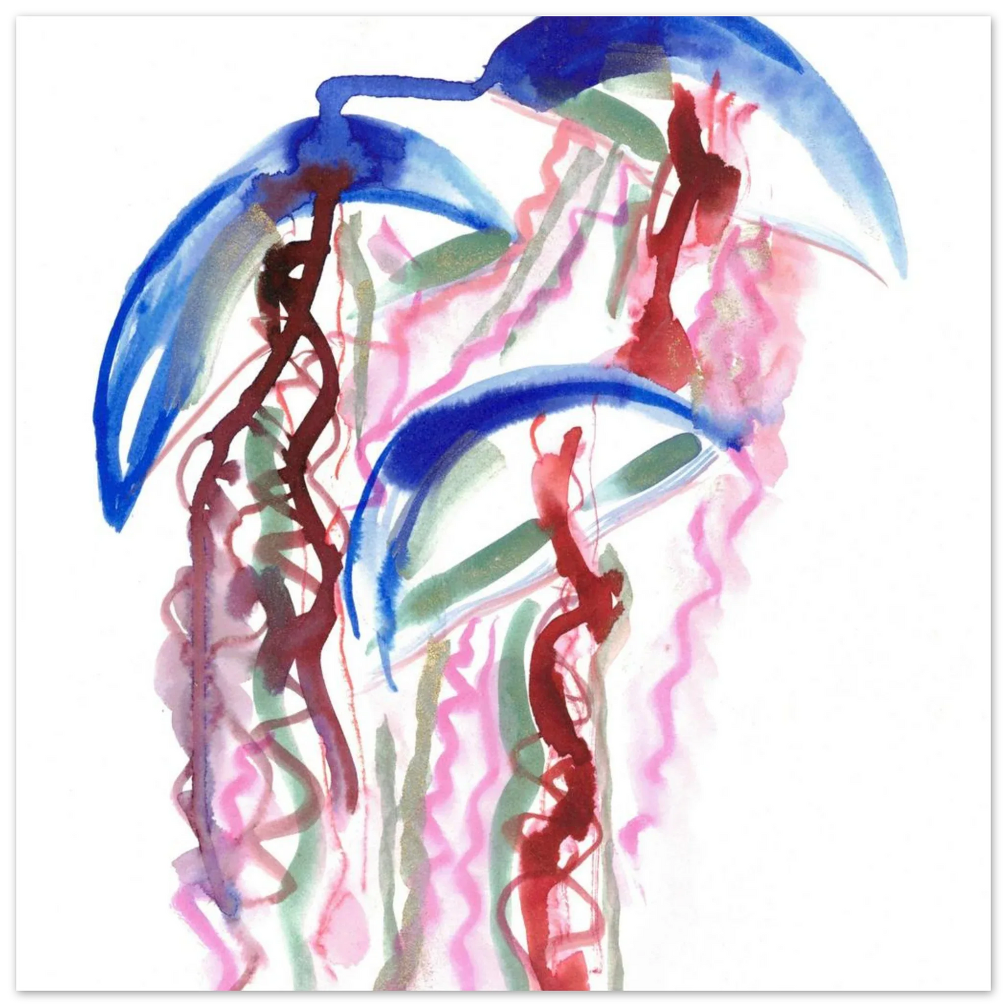 Abstract Jellyfish Dance Premium Matte Paper Poster - Dynamic Watercolor Art - Laure Leprince - Artiste Peintre