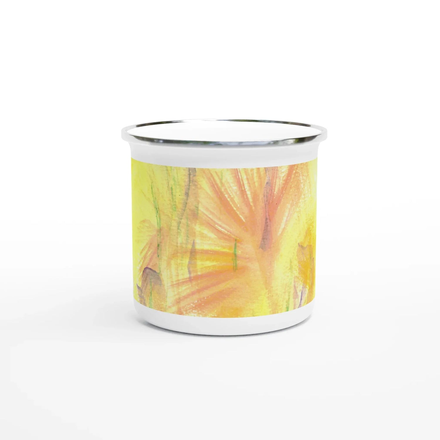 Mug en émail blanc 35 cl Sun Whisper – Léger, vintage et résistant - Laure Leprince - Artiste Peintre