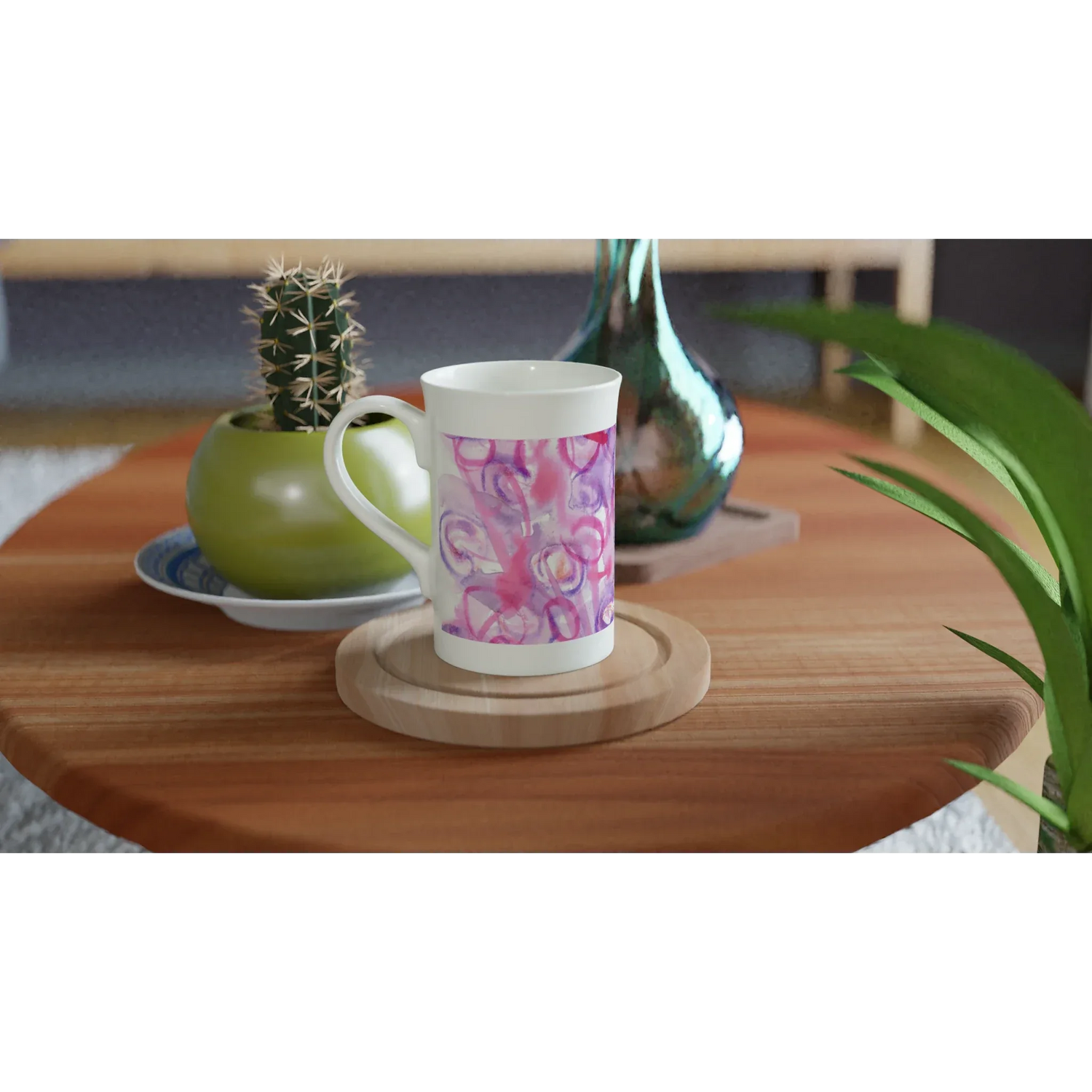 Mug en porcelaine blanche 30 cl Floraison Intime– Élégance et finesse intemporelle - Laure Leprince - Artiste Peintre
