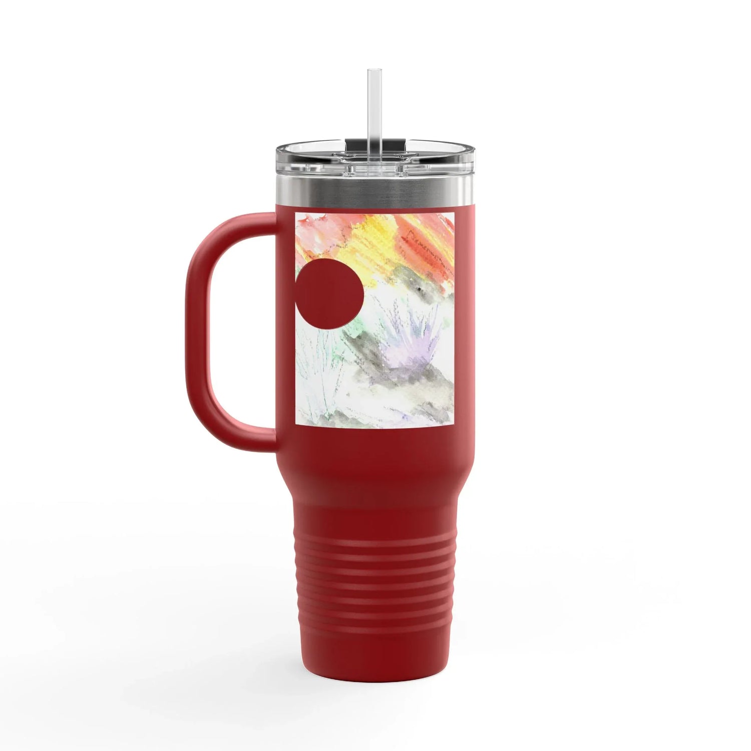 40oz Insulated Travel Mug –Lavander Drift Watercolor Design - Laure Leprince - Artiste Peintre