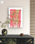 Abstract Gold & Red Stripe Art Print - Premium Matte Paper Poster - Laure Leprince - Artiste Peintre