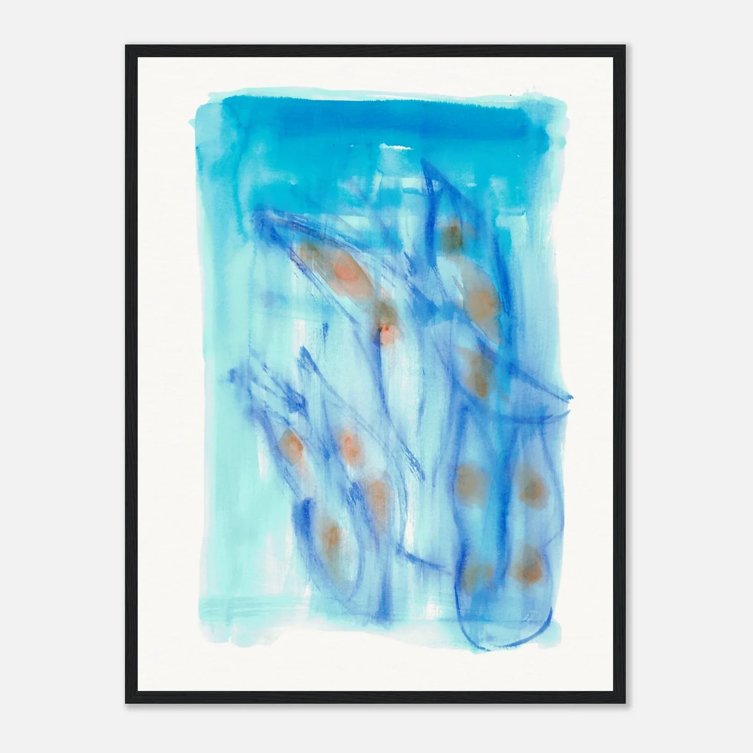 Affiche Encadrée Museum-Quality Matte Paper Wooden Framed Blue Sprouts - Laure Leprince - Artiste Peintre