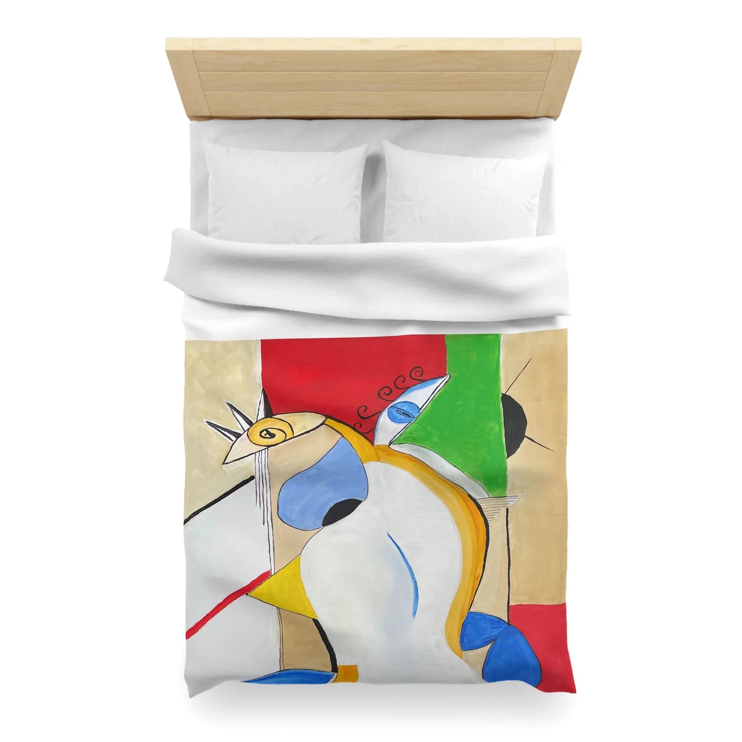 Abstract Watercolor Duvet Cover — Abstract & Teal Accent Bedding - Laure Leprince - Artiste Peintre