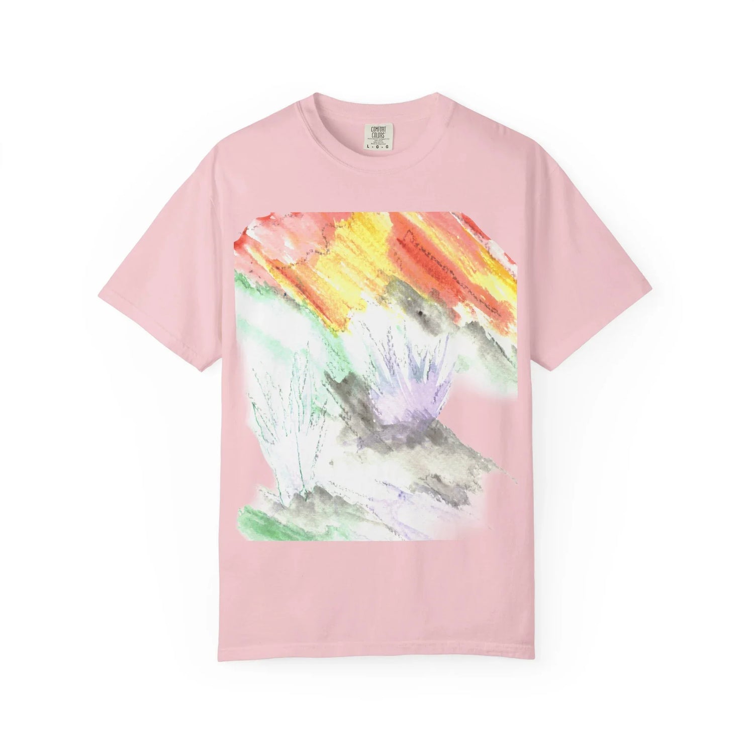 Abstract Lavander Drift T-Shirt — Bright Watercolor Square Art Tee - Laure Leprince - Artiste Peintre