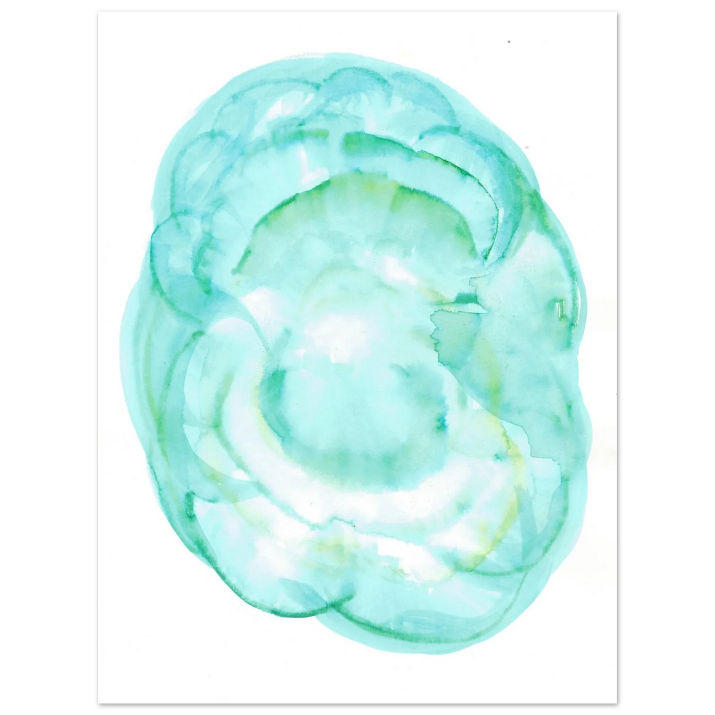 Oceanic Dream Premium Matte Poster - Serene Teal & Green Abstract Watercolor Art - Laure Leprince - Artiste Peintre