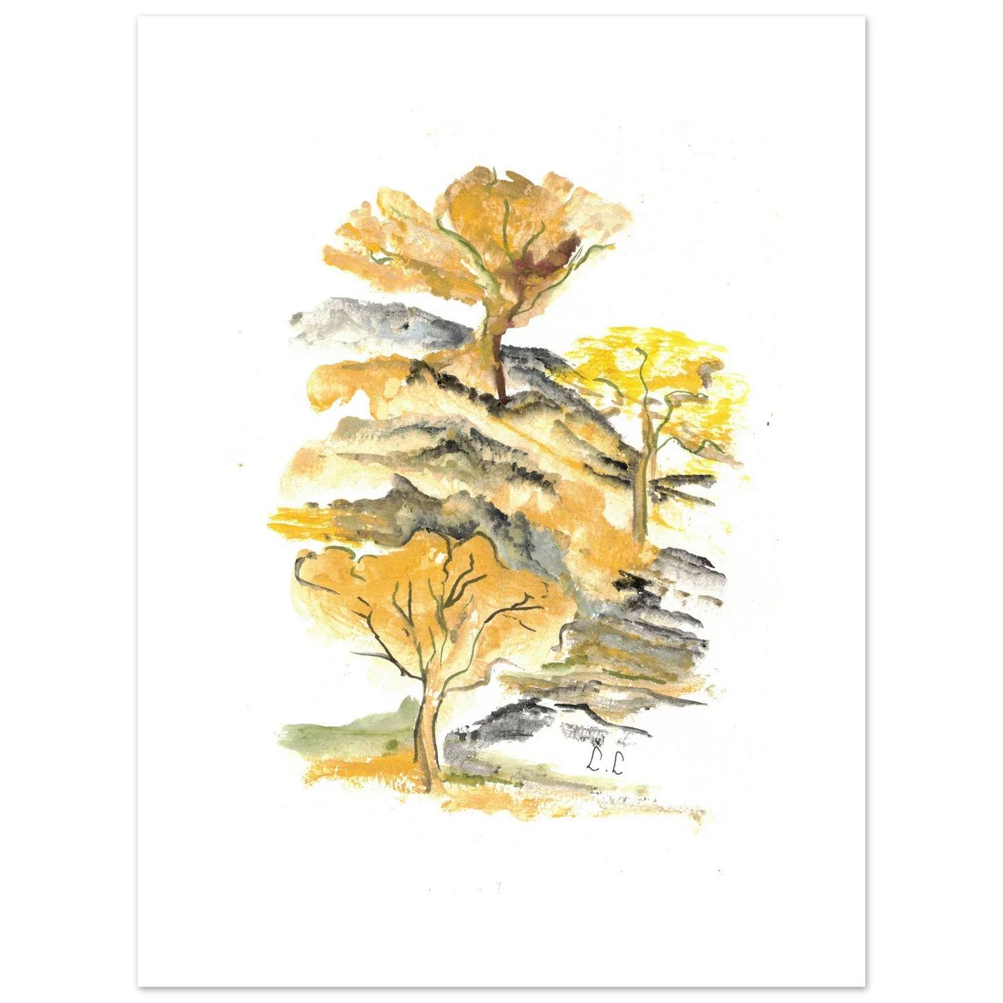 Affiche premium sur papier mat Colline d'Or – Art mural de qualité supérieure - Laure Leprince - Artiste Peintre