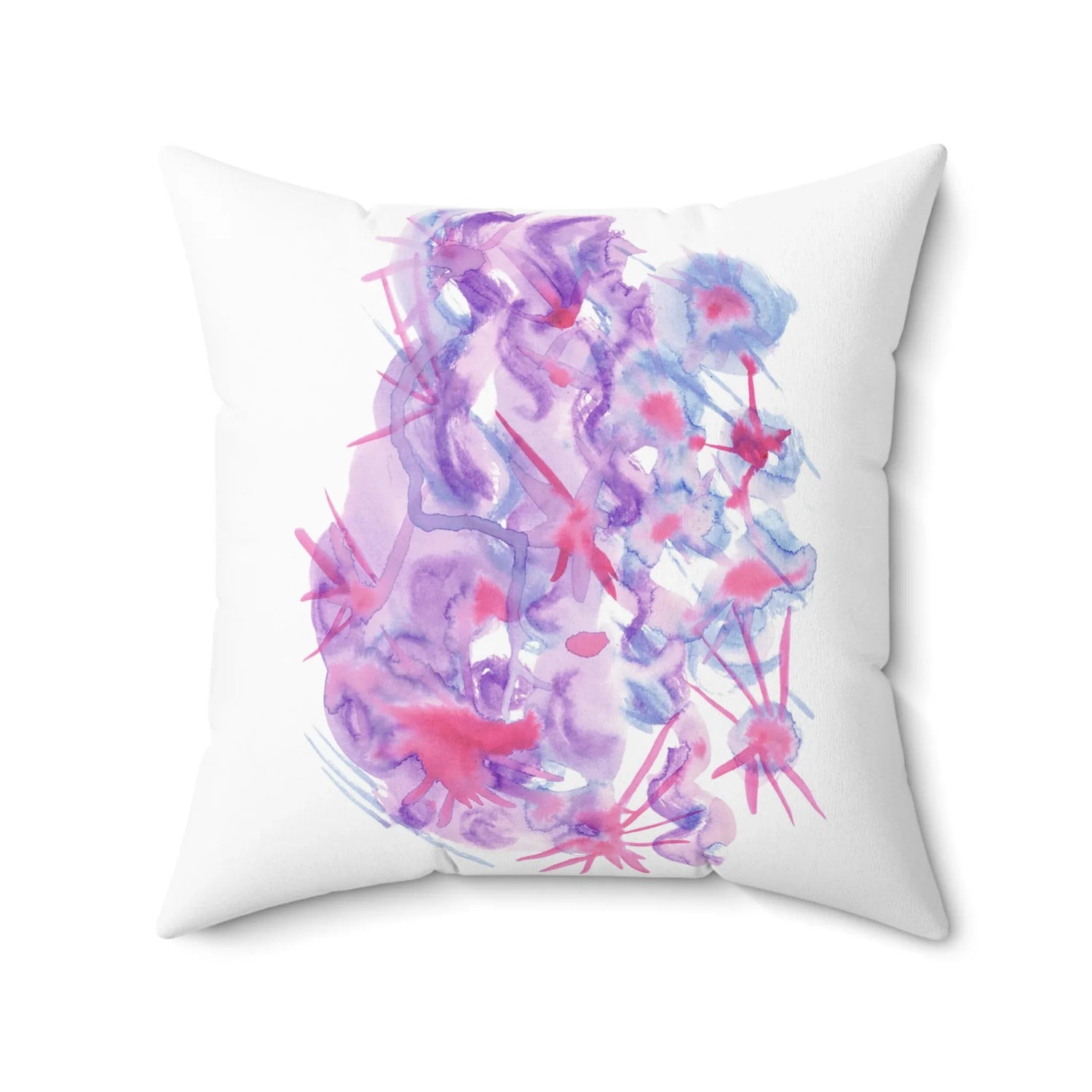 Square Throw Pillow Nebuleuse Pourpre — Minimal Brushstroke Accent - Laure Leprince - Artiste Peintre
