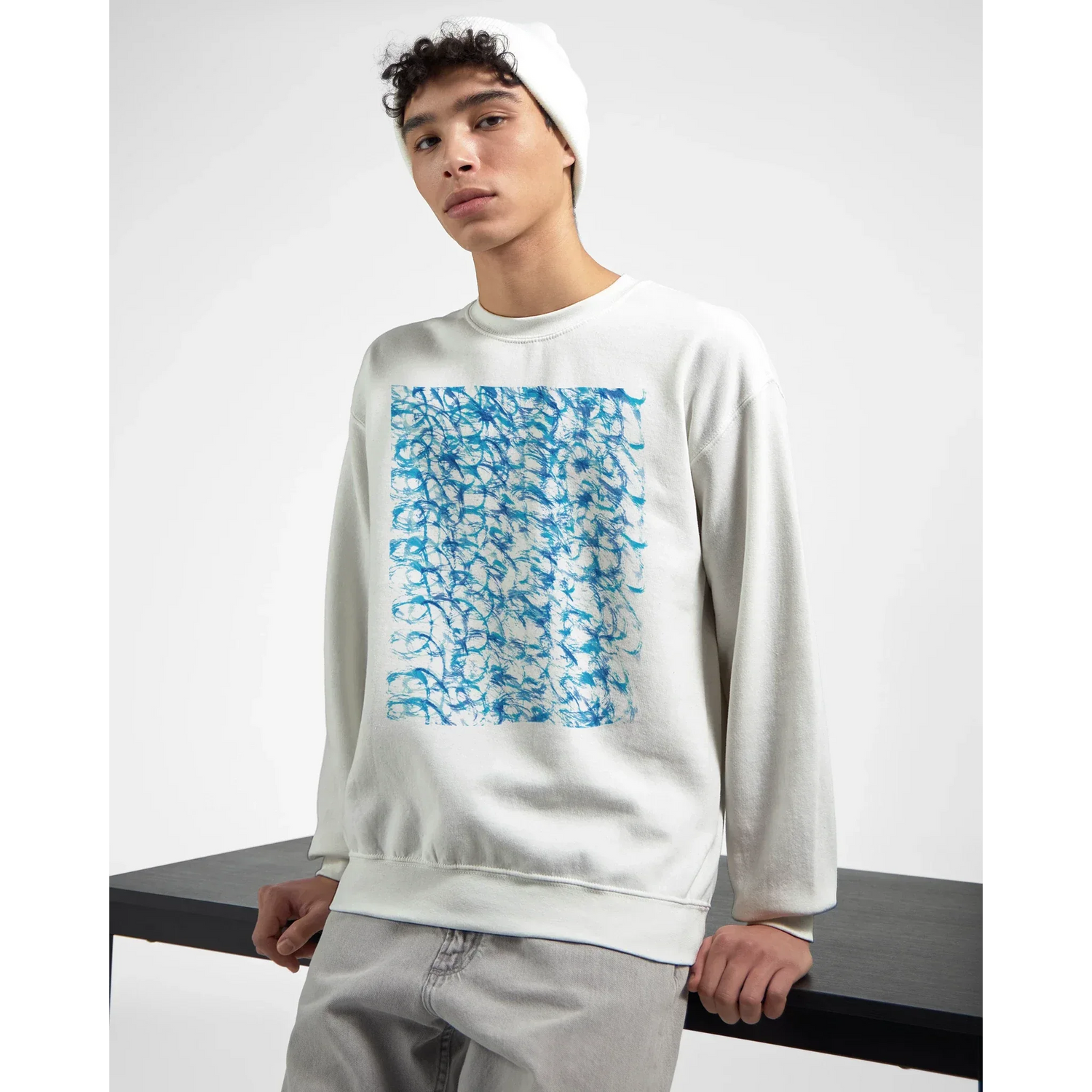 Sweatshirt Unisexe Classique Blue Waves– Impression Artistique Multicolore - Laure Leprince - Artiste Peintre