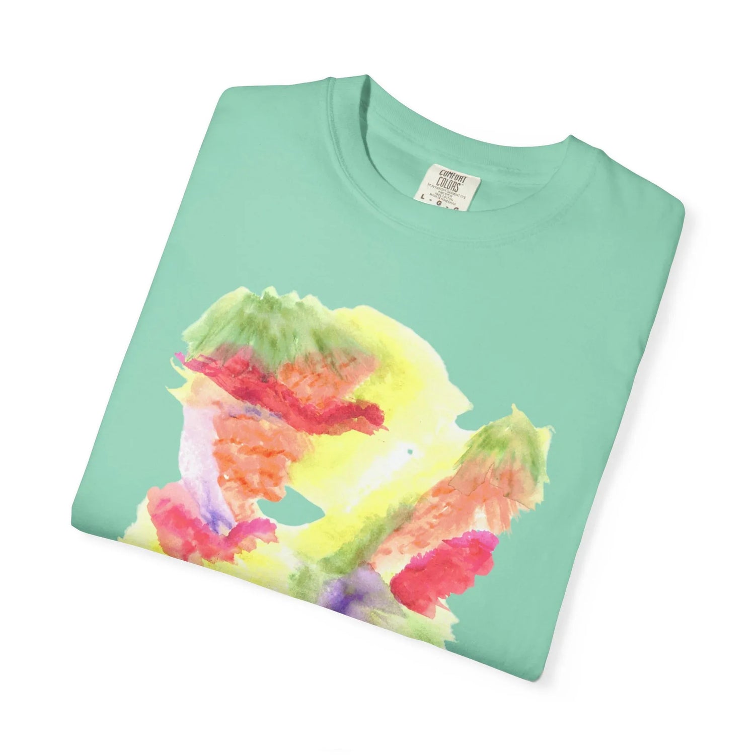 Abstract Eclosion Chromatique T-Shirt — Bright Watercolor Square Art Tee - Laure Leprince - Artiste Peintre