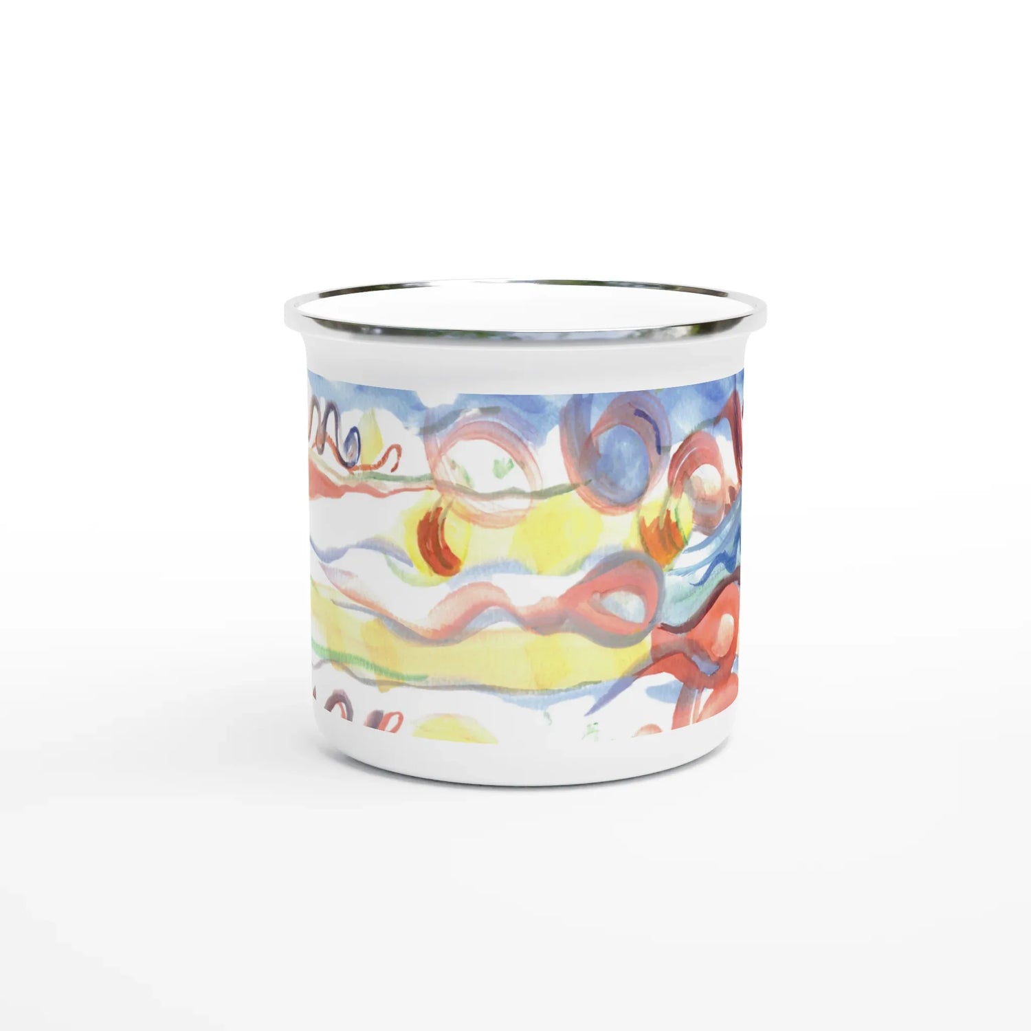 Mug en émail blanc 35 cl Serpentins– Léger, vintage et résistant - Laure Leprince - Artiste Peintre