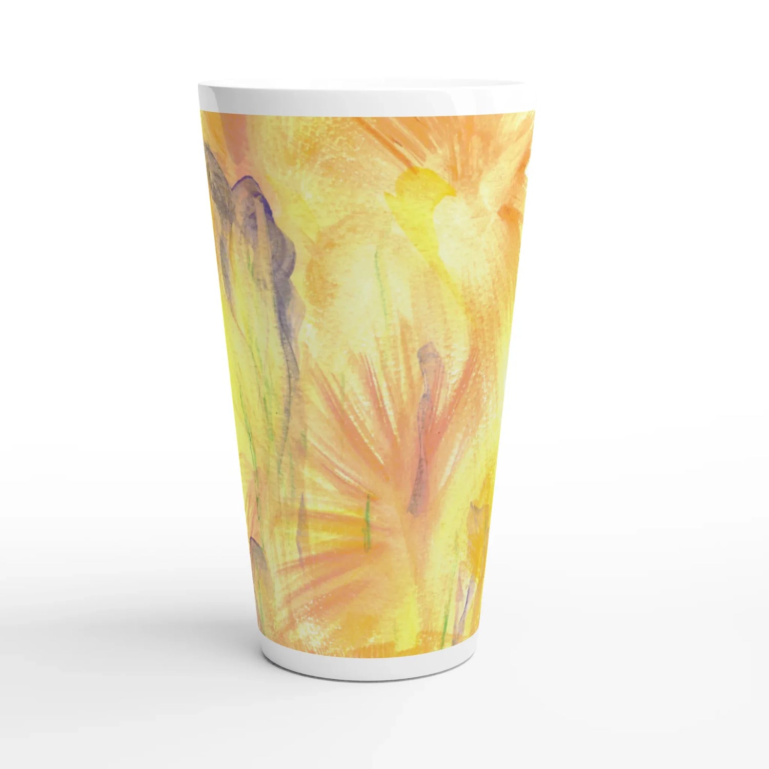 Mug à Latte en Céramique Blanche 500 ml Sun Whisper – Élégant, durable et brillant - Laure Leprince - Artiste Peintre
