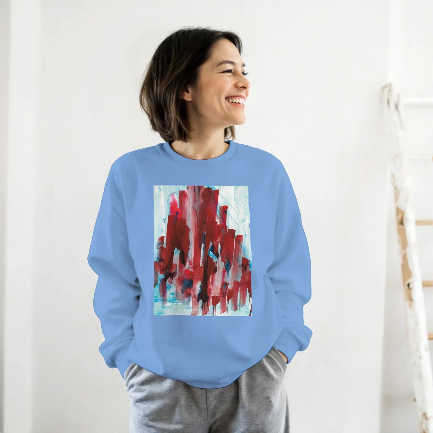 Sweatshirt Unisexe Classique Crimson Tower– Impression Artistique Multicolore - Laure Leprince - Artiste Peintre