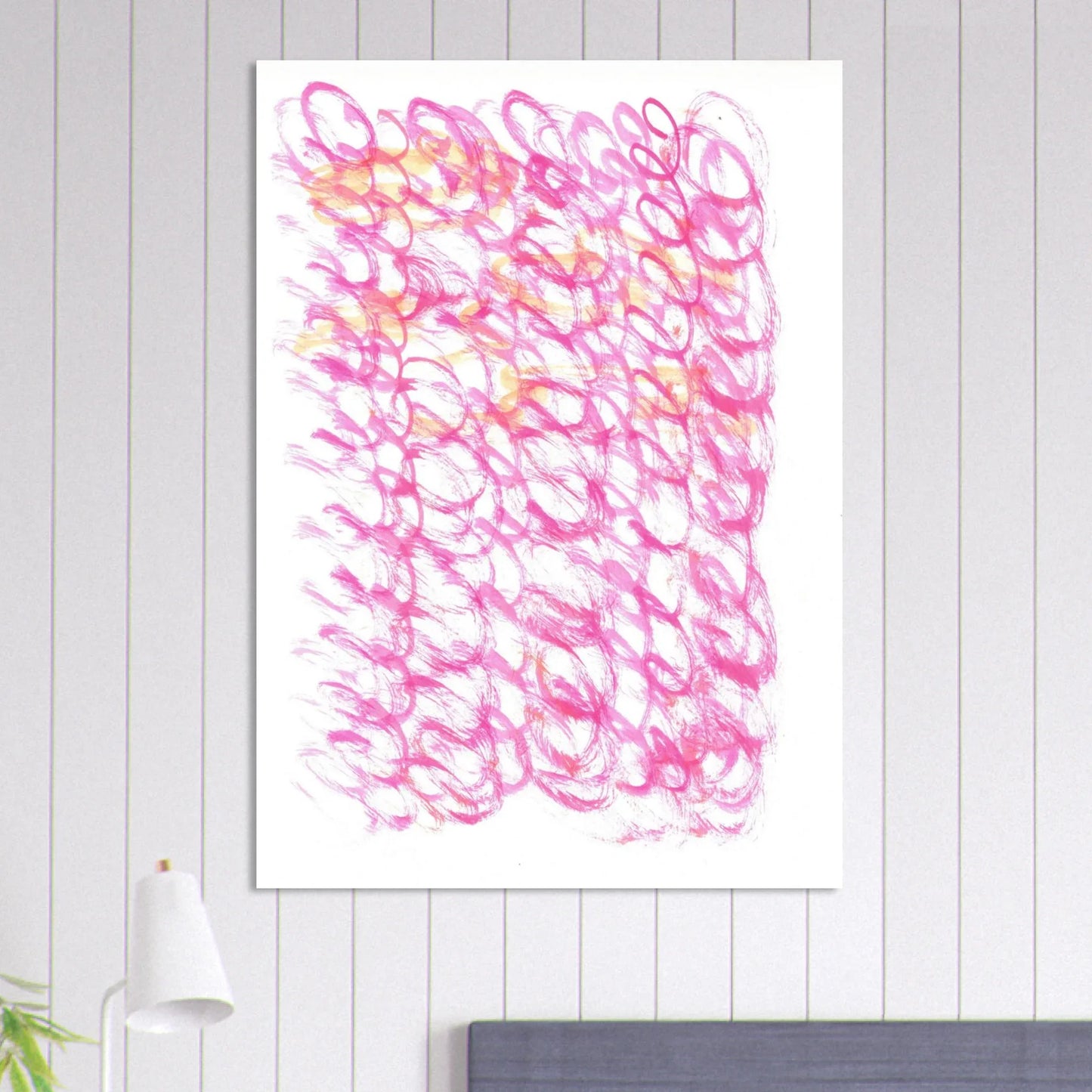 Abstract Swirls Premium Matte Poster - Vibrant Pink & Orange Watercolor Art - Laure Leprince - Artiste Peintre