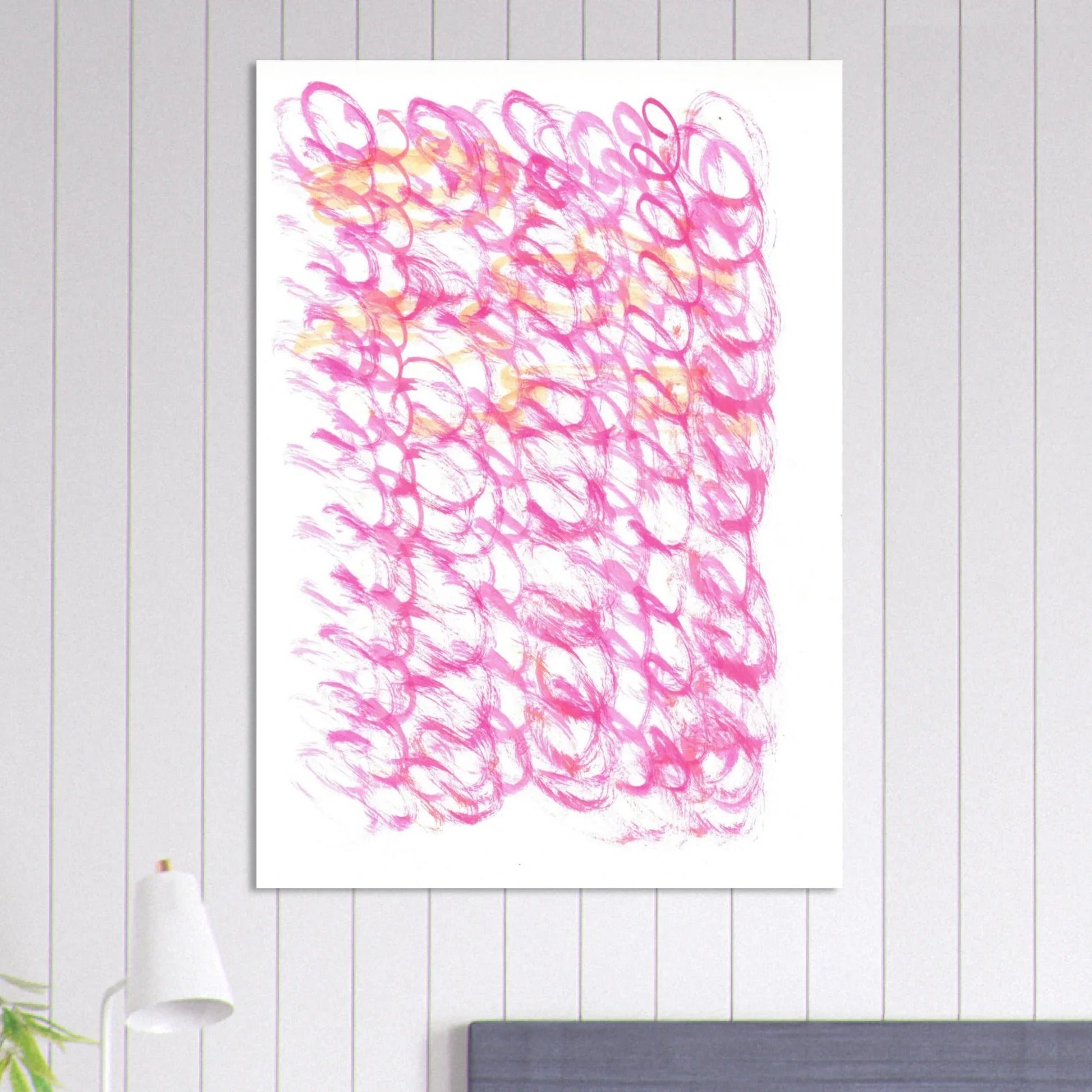 Abstract Swirls Premium Matte Poster - Vibrant Pink & Orange Watercolor Art - Laure Leprince - Artiste Peintre