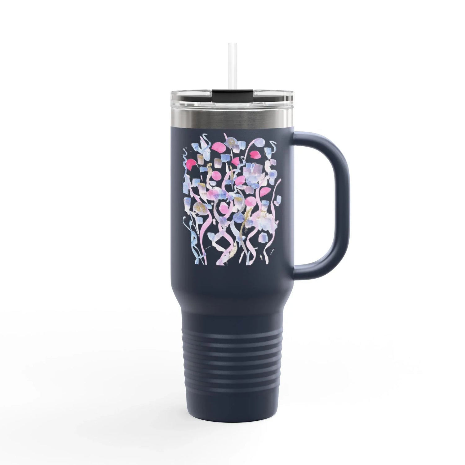 40oz Insulated Travel Mug – Petal Drift Watercolor Design - Laure Leprince - Artiste Peintre
