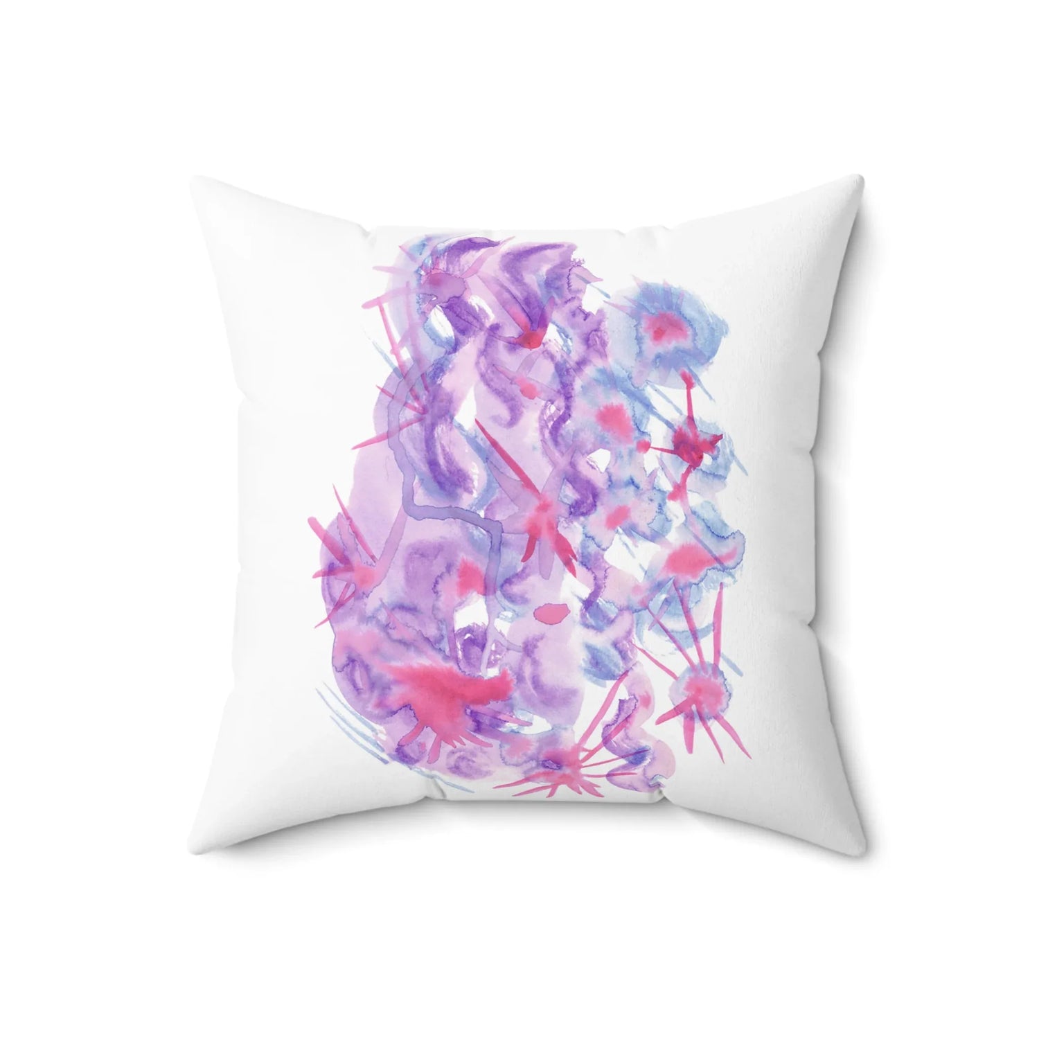Square Throw Pillow Nebuleuse Pourpre — Minimal Brushstroke Accent - Laure Leprince - Artiste Peintre
