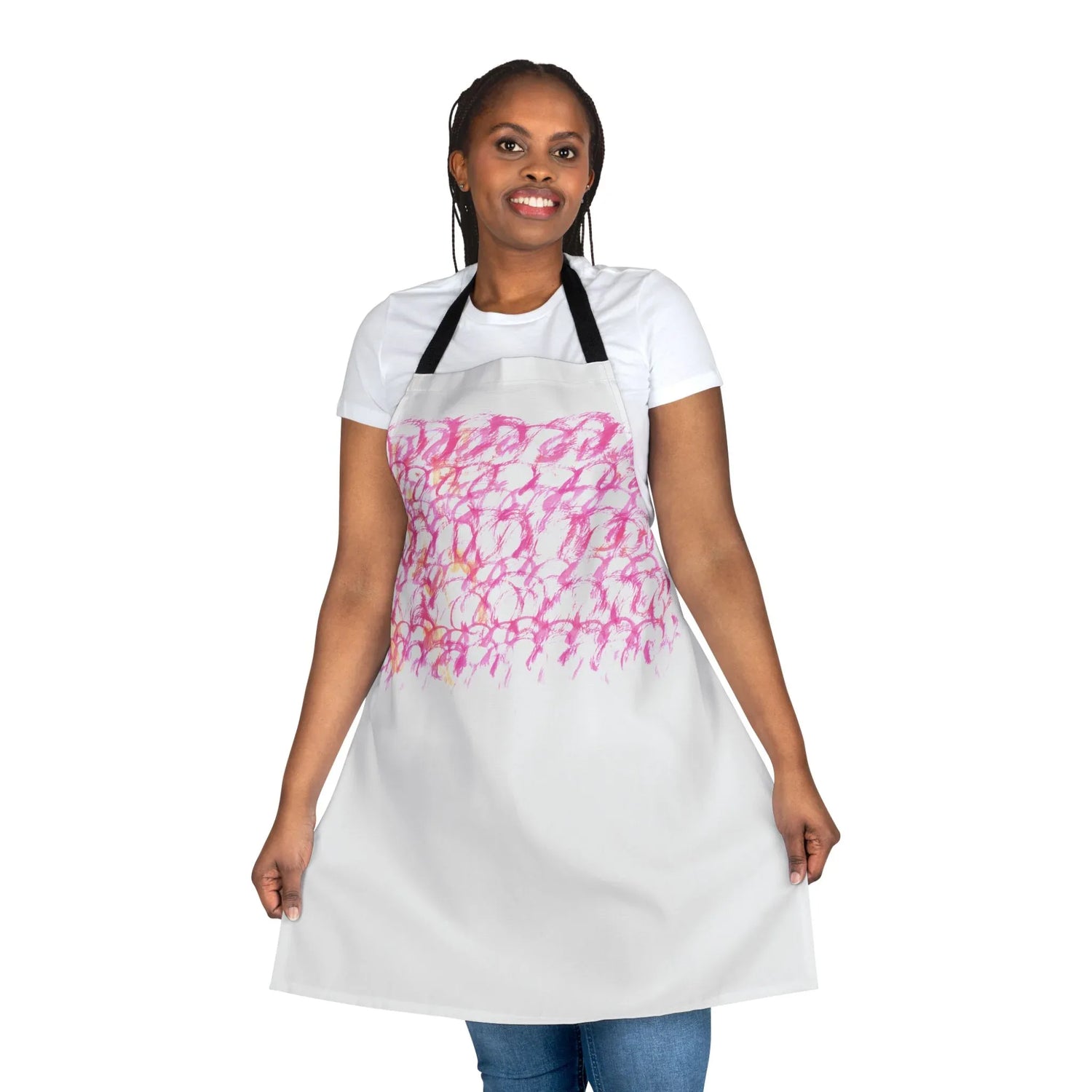 Abstract Apron Pink Waves – Artistic Kitchen Chef Gift - Laure Leprince - Artiste Peintre