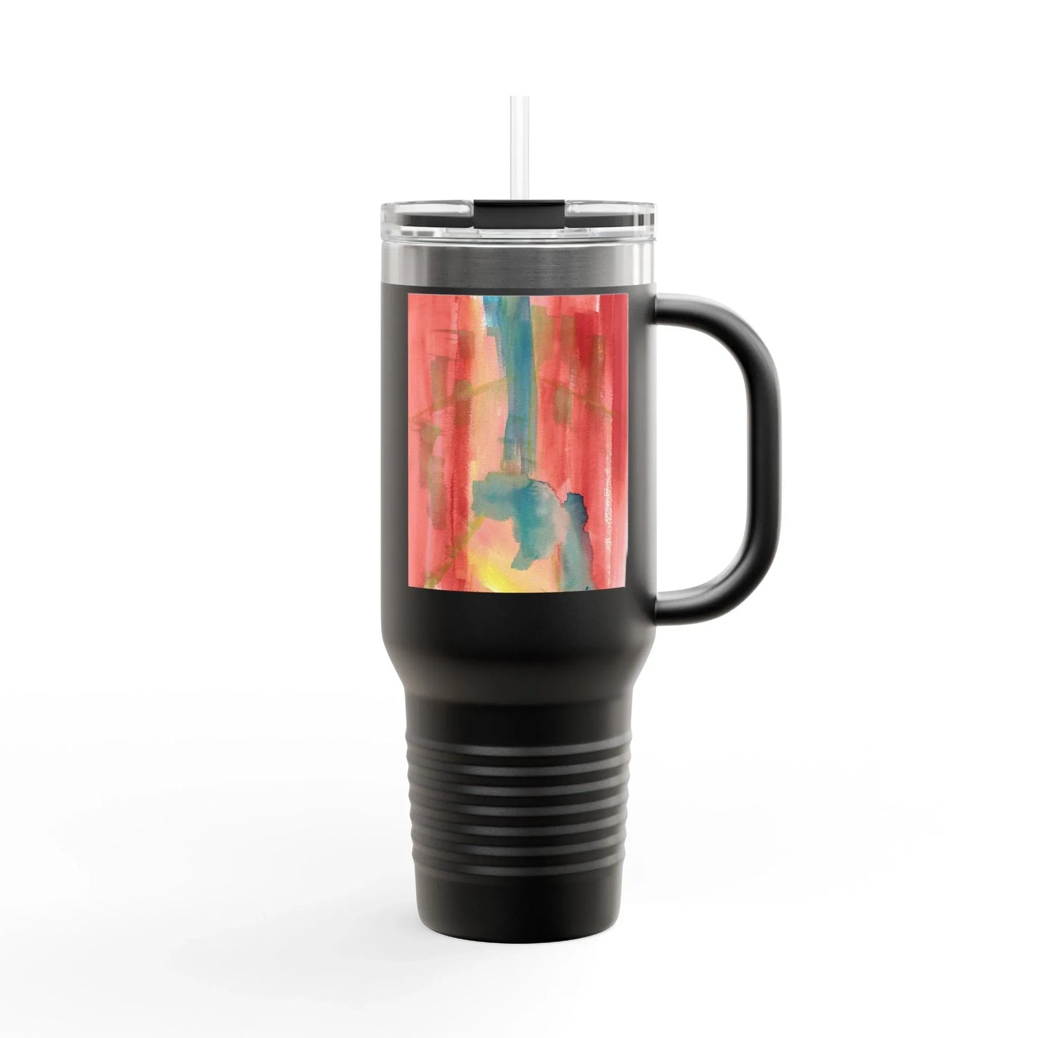 40oz Insulated Travel Mug –Color Surge Watercolor Design - Laure Leprince - Artiste Peintre