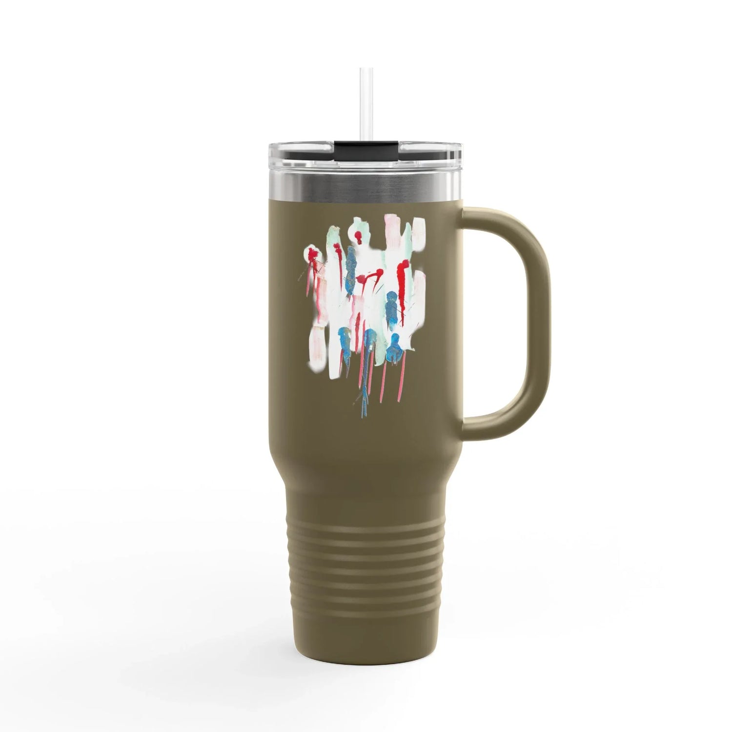 40oz Insulated Travel Mug – Personnages Watercolor Design - Laure Leprince - Artiste Peintre