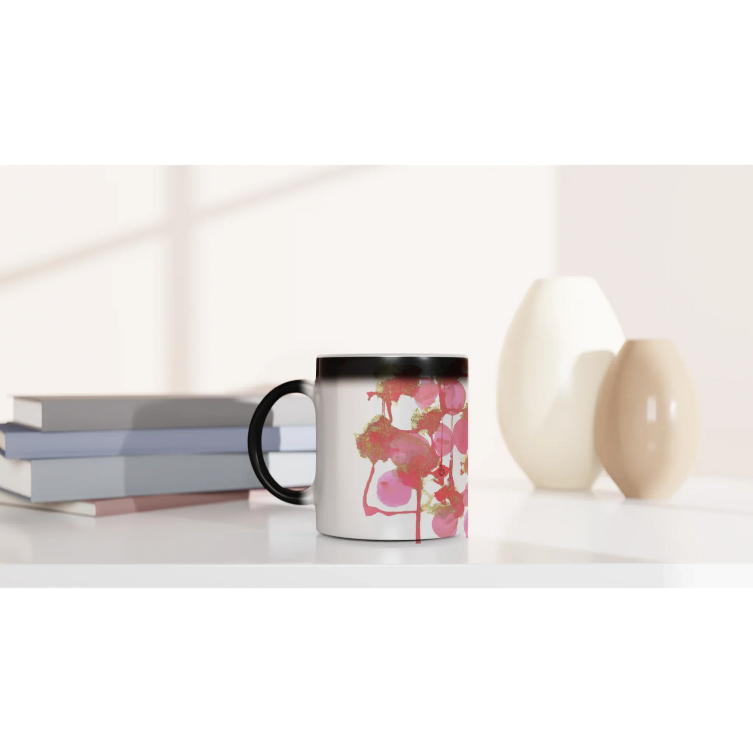 Mug magique en céramique 325 ml – Révèlez votre motif à la chaleur Reseau Framboise - Laure Leprince - Artiste Peintre