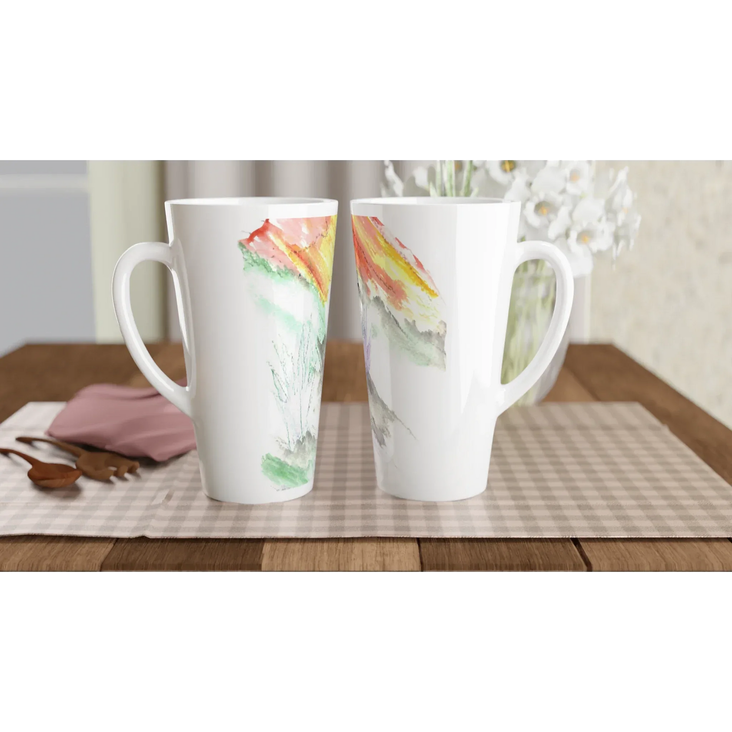Mug à Latte en Céramique Blanche 500 ml Lavander drift – Élégant, durable et brillant - Laure Leprince - Artiste Peintre