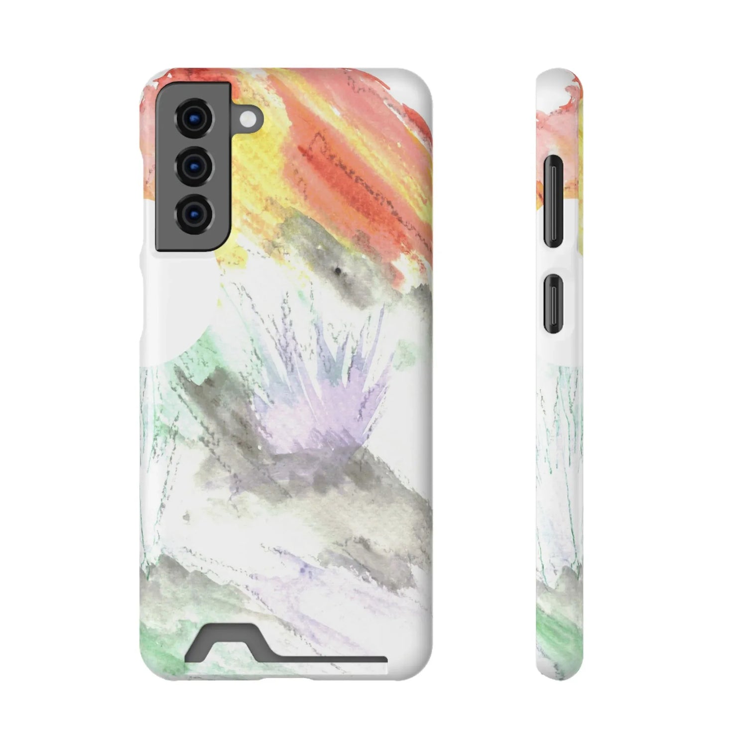 Samsung Phone Card Case Lavander Drift — Yellow Watercolor Flower Wallet - Laure Leprince - Artiste Peintre