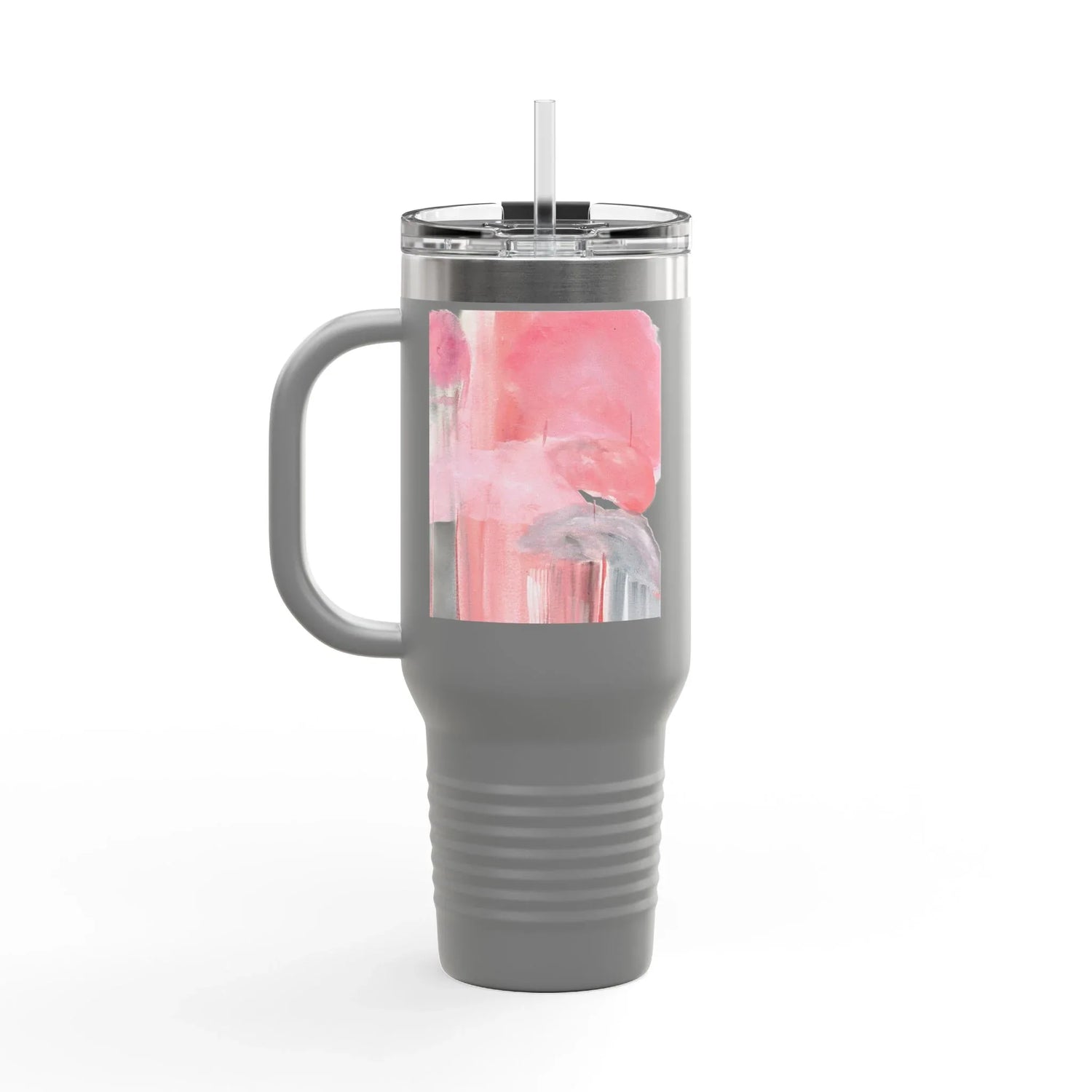 40oz Insulated Travel Mug –Blush Cascade Watercolor Design - Laure Leprince - Artiste Peintre