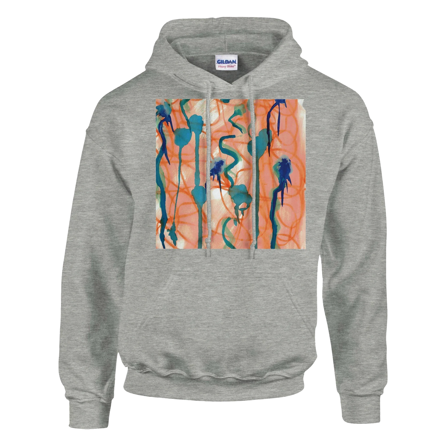 Sweat à capuche unisexe artistique Saphir Ambre| Gildan® 18500 White - Laure Leprince - Artiste Peintre