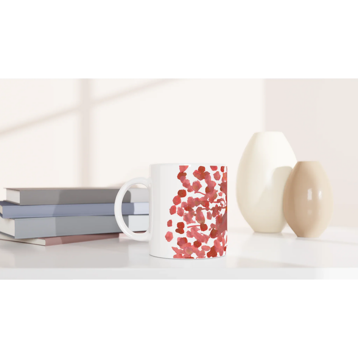 Mug en céramique 325 ml à bord colore Bois de Rubis – Élégant et éclatant - Laure Leprince - Artiste Peintre