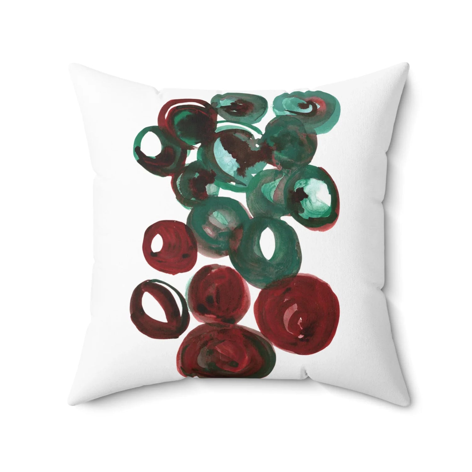 Square Throw Pillow Resonance Emeraude — Minimal Brushstroke Accent - Laure Leprince - Artiste Peintre