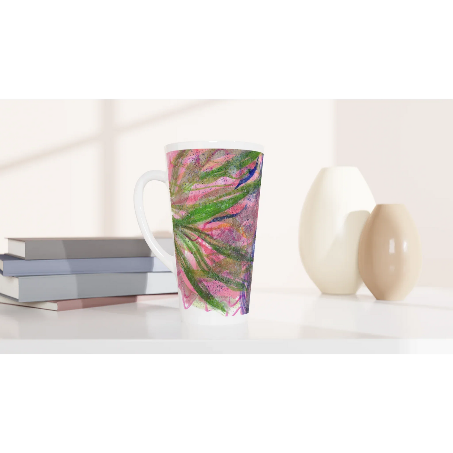 Mug à Latte en Céramique Blanche 500 ml Bloom Vortex – Élégant, durable et brillant - Laure Leprince - Artiste Peintre