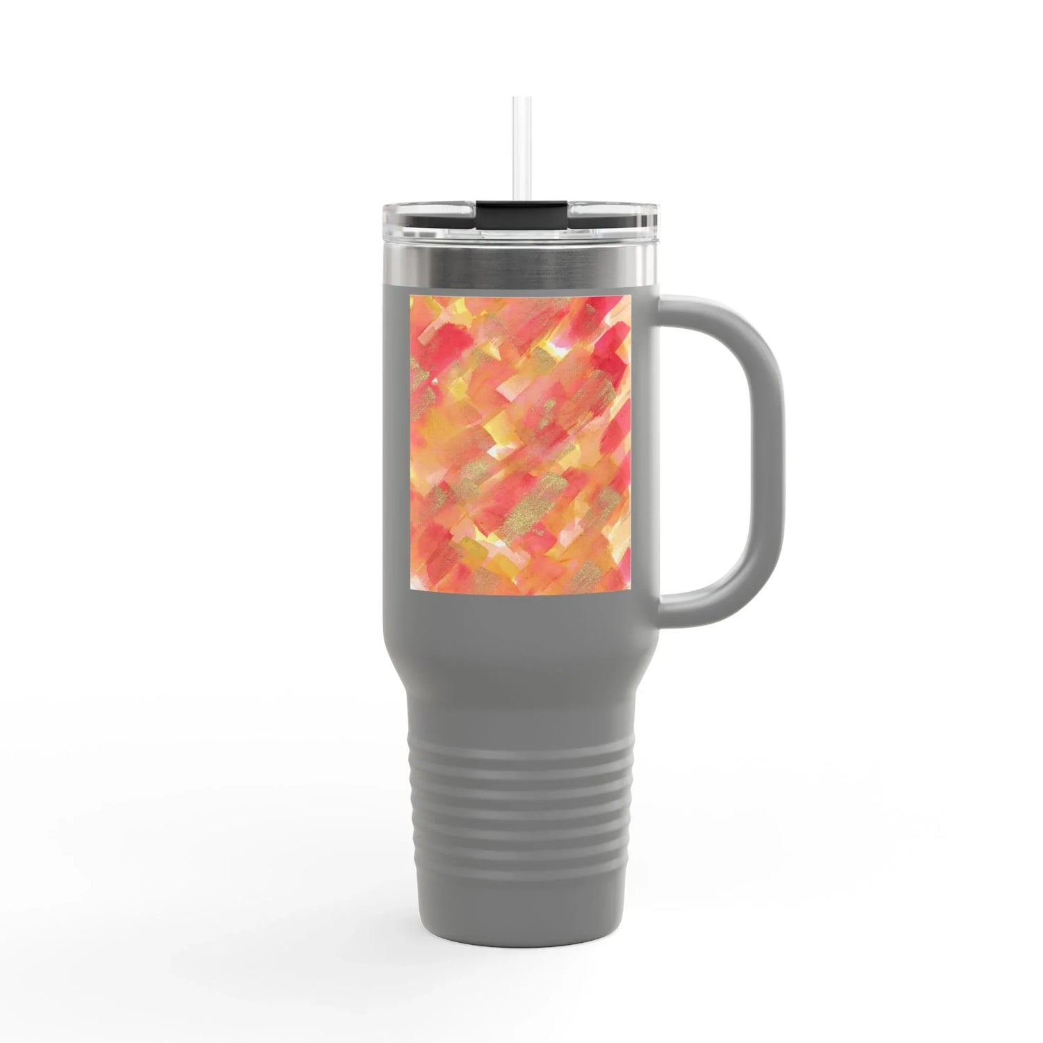 40oz Insulated Travel Mug – Sunset Ember Watercolor Design - Laure Leprince - Artiste Peintre