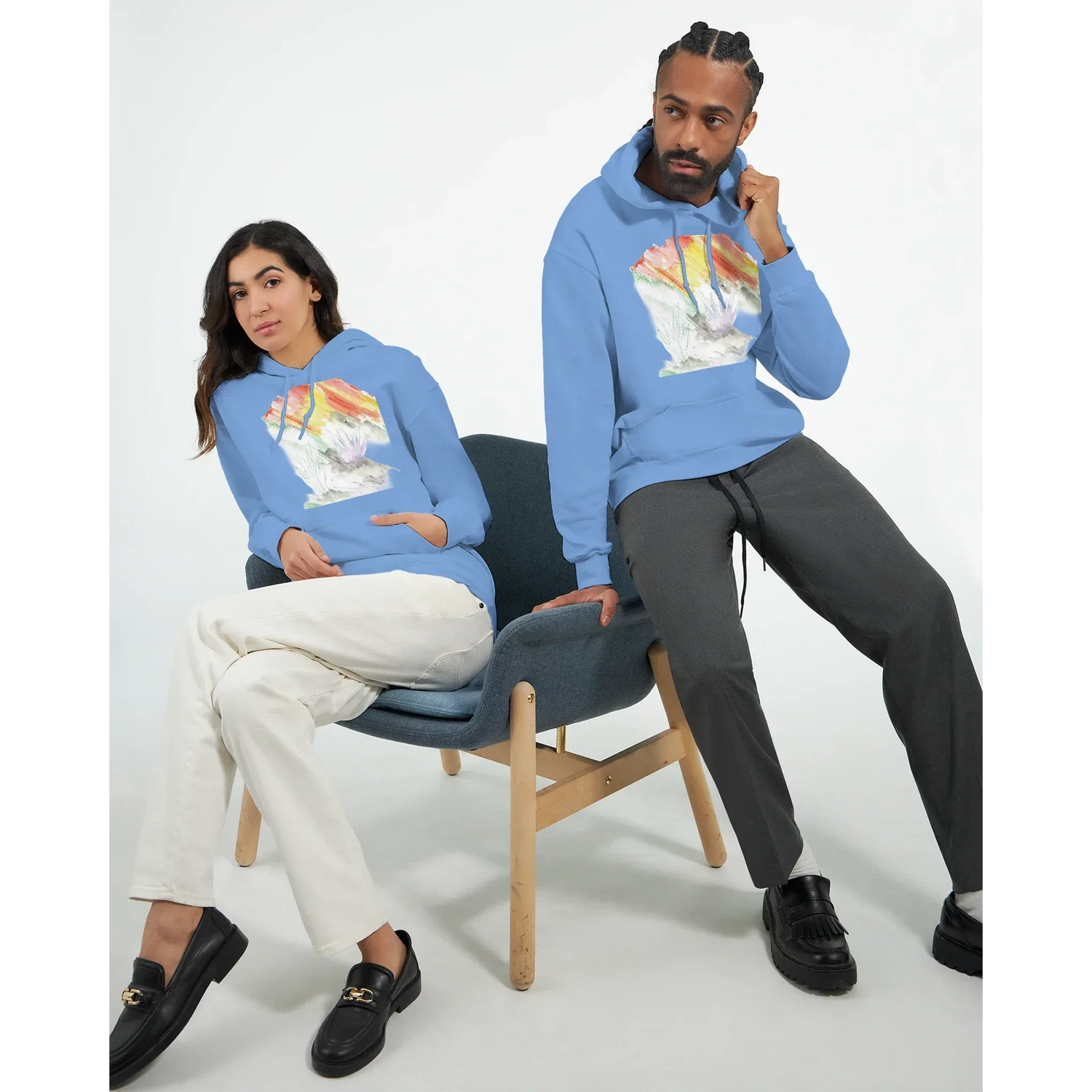 Sweat à capuche unisexe artistiqueLavander Drift| Gildan® 18500 White - Laure Leprince - Artiste Peintre