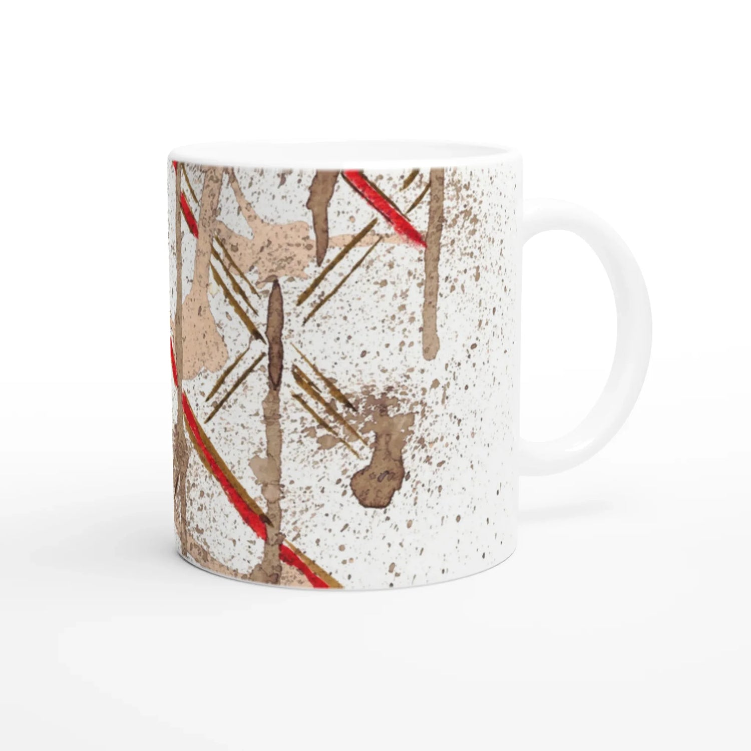 Mug en céramique blanche 33 cl particules – Brillant, compatible lave-vaisselle et micro-ondes - Laure Leprince - Artiste Peintre