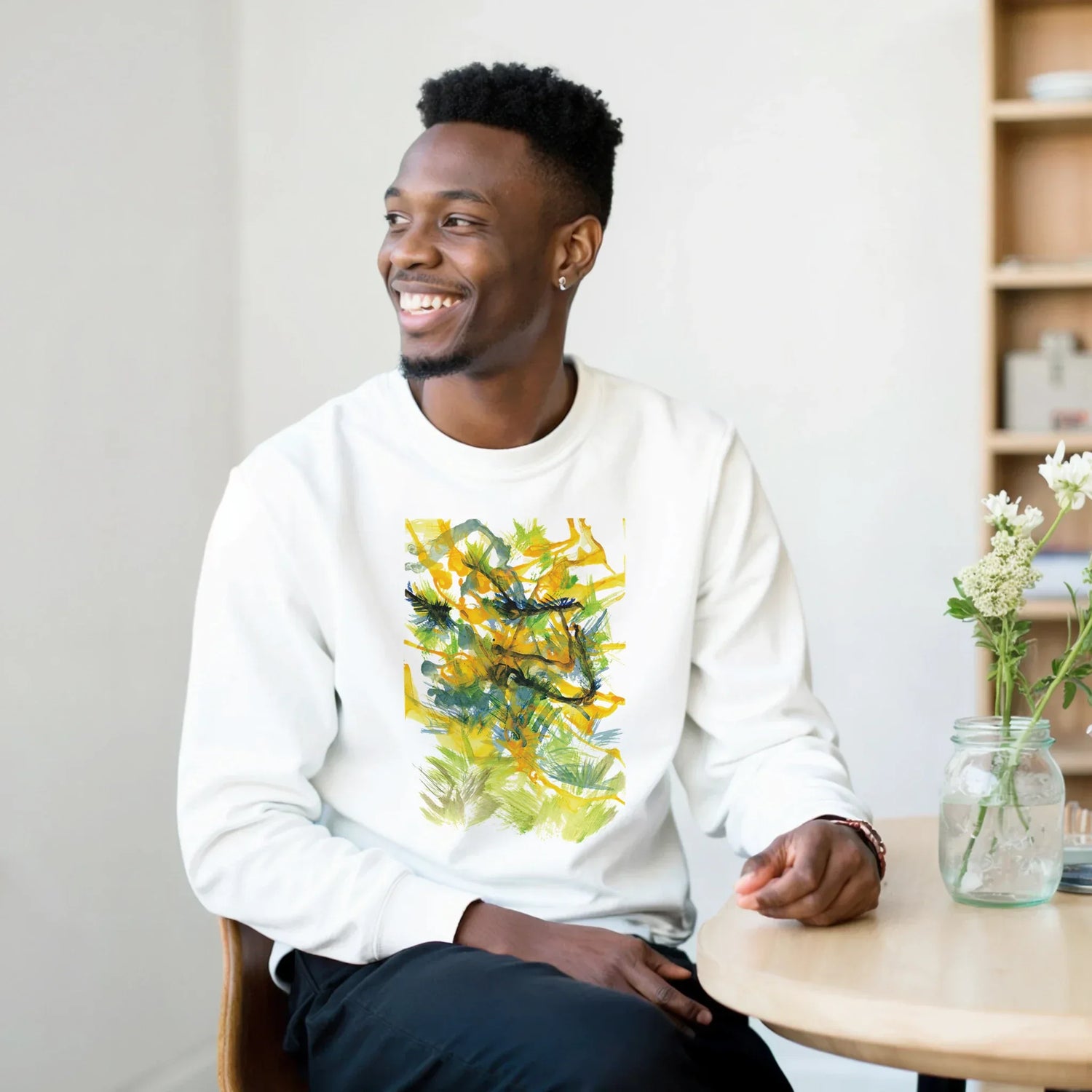 Sweatshirt Unisexe Classique Tempête Solaire – Impression Artistique Multicolore | Premium Cotton Blend - Laure Leprince - Artiste Peintre