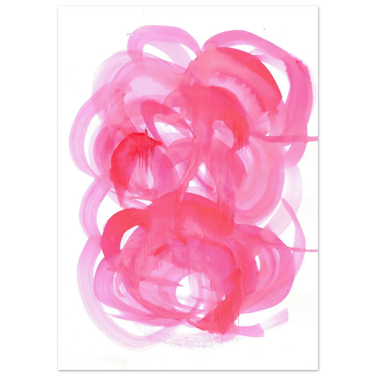 Abstract Pink Swirls Watercolor Poster - Vibrant Modern Art Print on Premium Matte Paper - Laure Leprince - Artiste Peintre