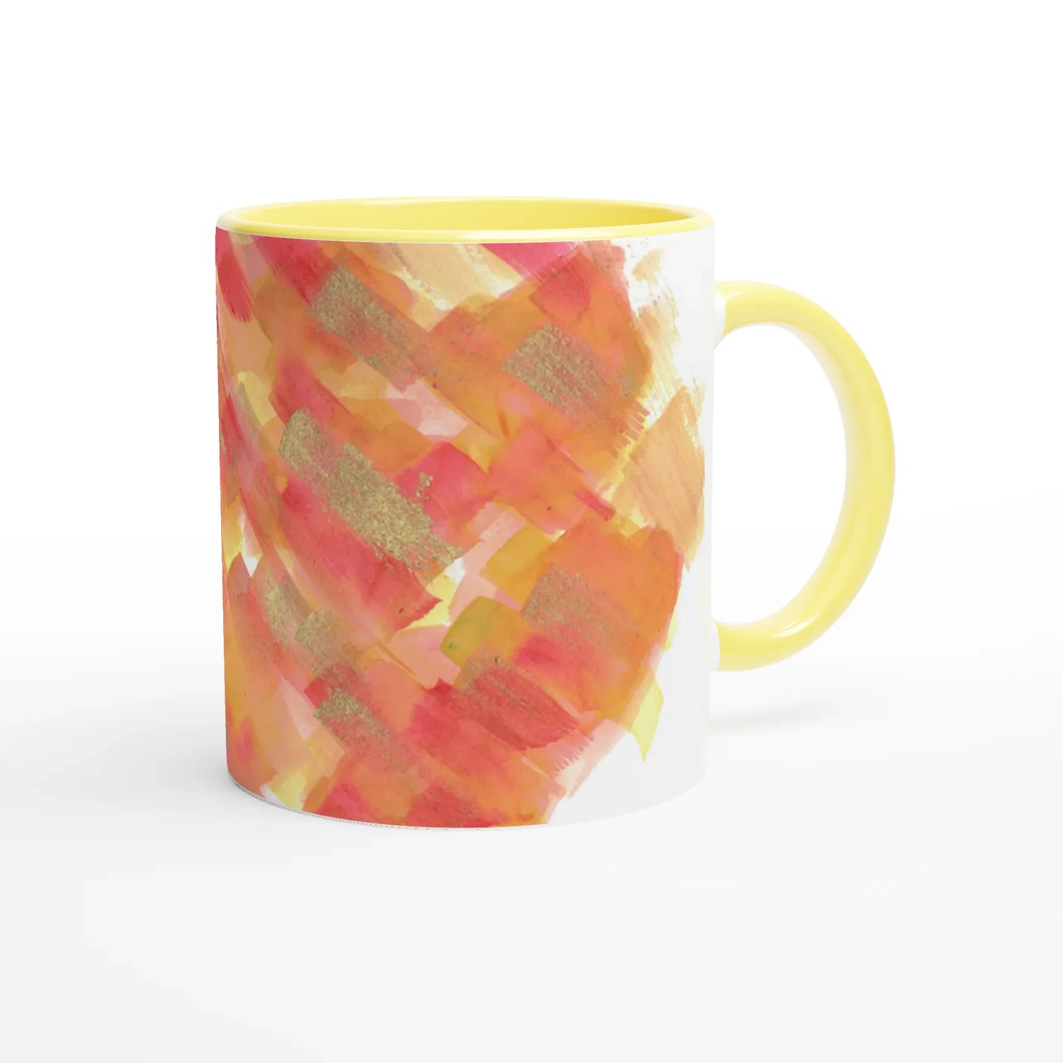 Mug 11oz - 325 ml - Ceramic Mug with Color Inside Sunset Ember - Laure Leprince - Artiste Peintre