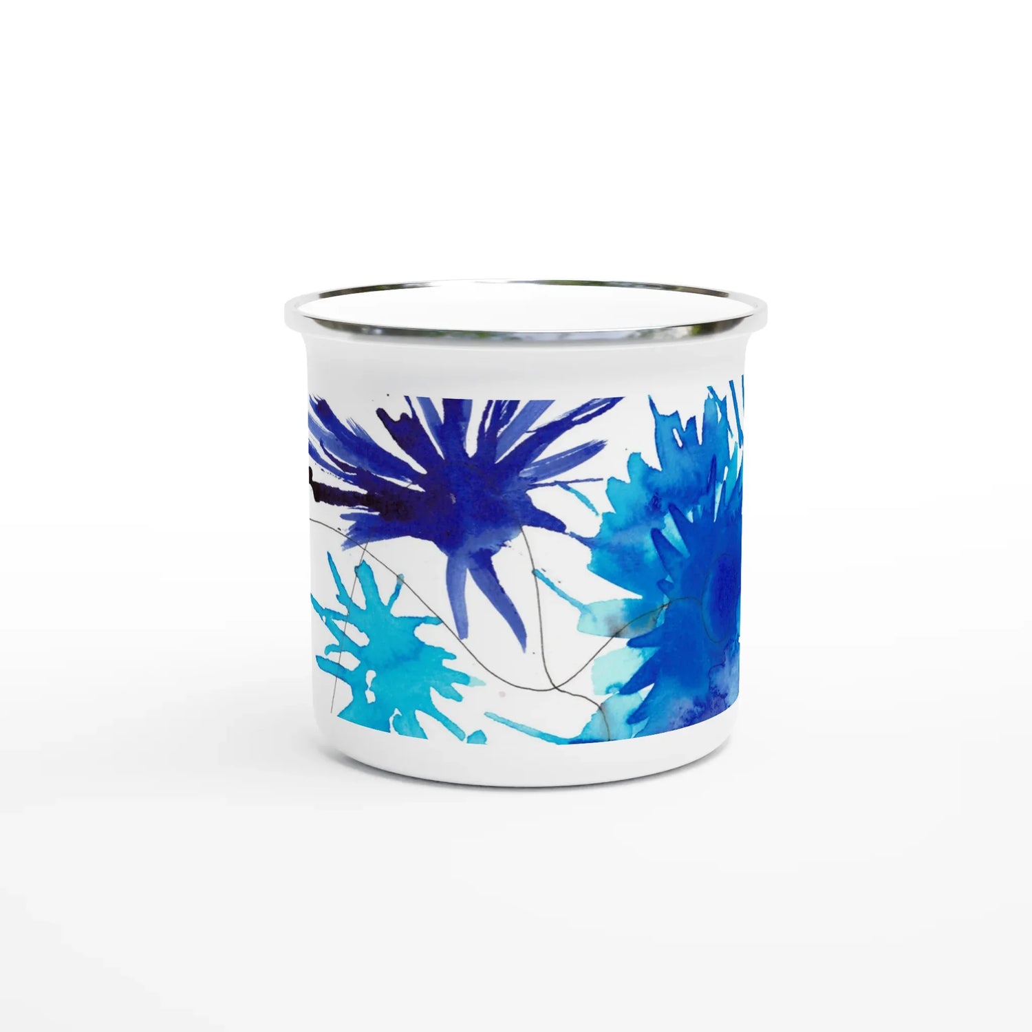 Mug en émail blanc 35 cl boreales – Léger, vintage et résistant - Laure Leprince - Artiste Peintre