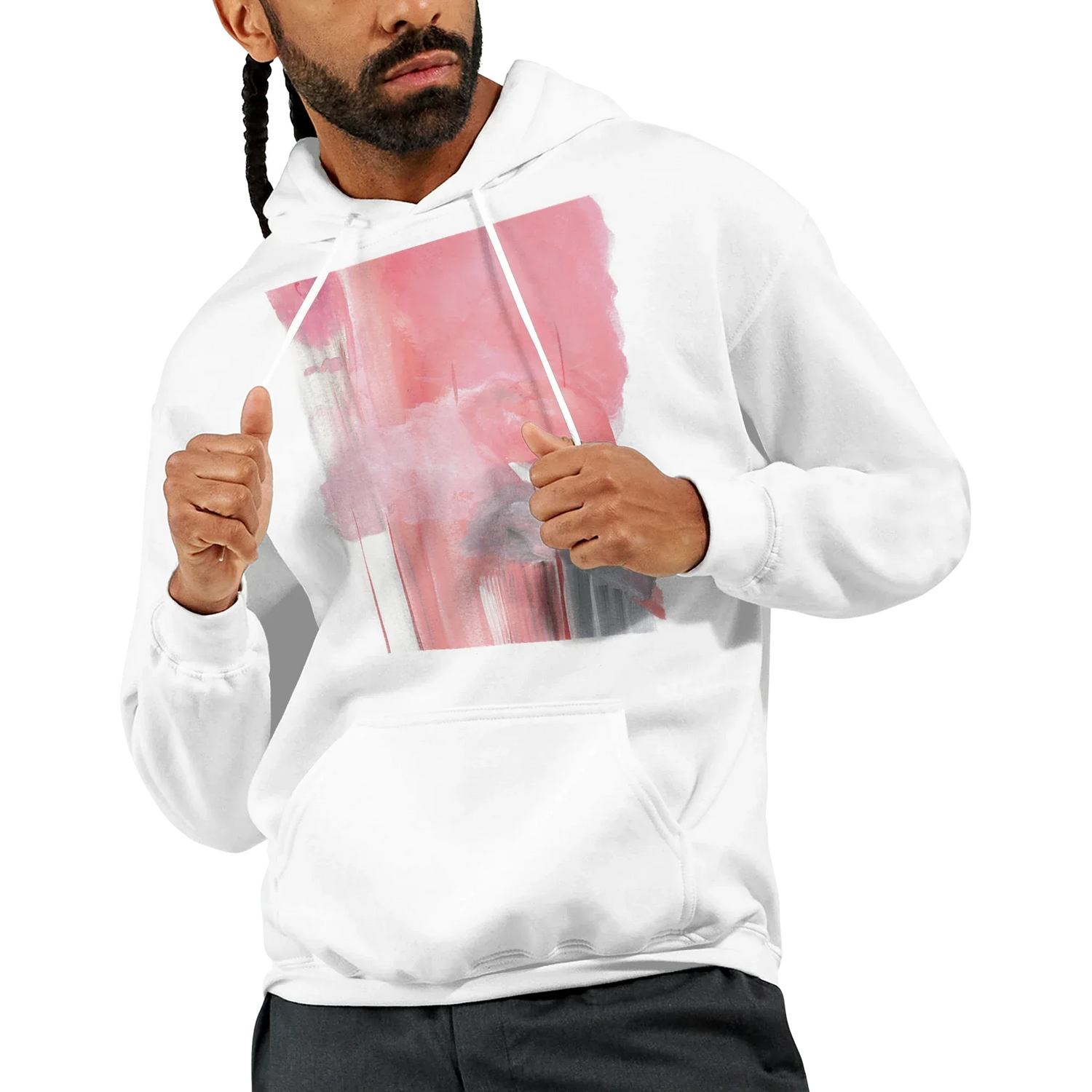 Sweat à capuche unisexe artistique Blush Cascade| Gildan® 18500 White - Laure Leprince - Artiste Peintre