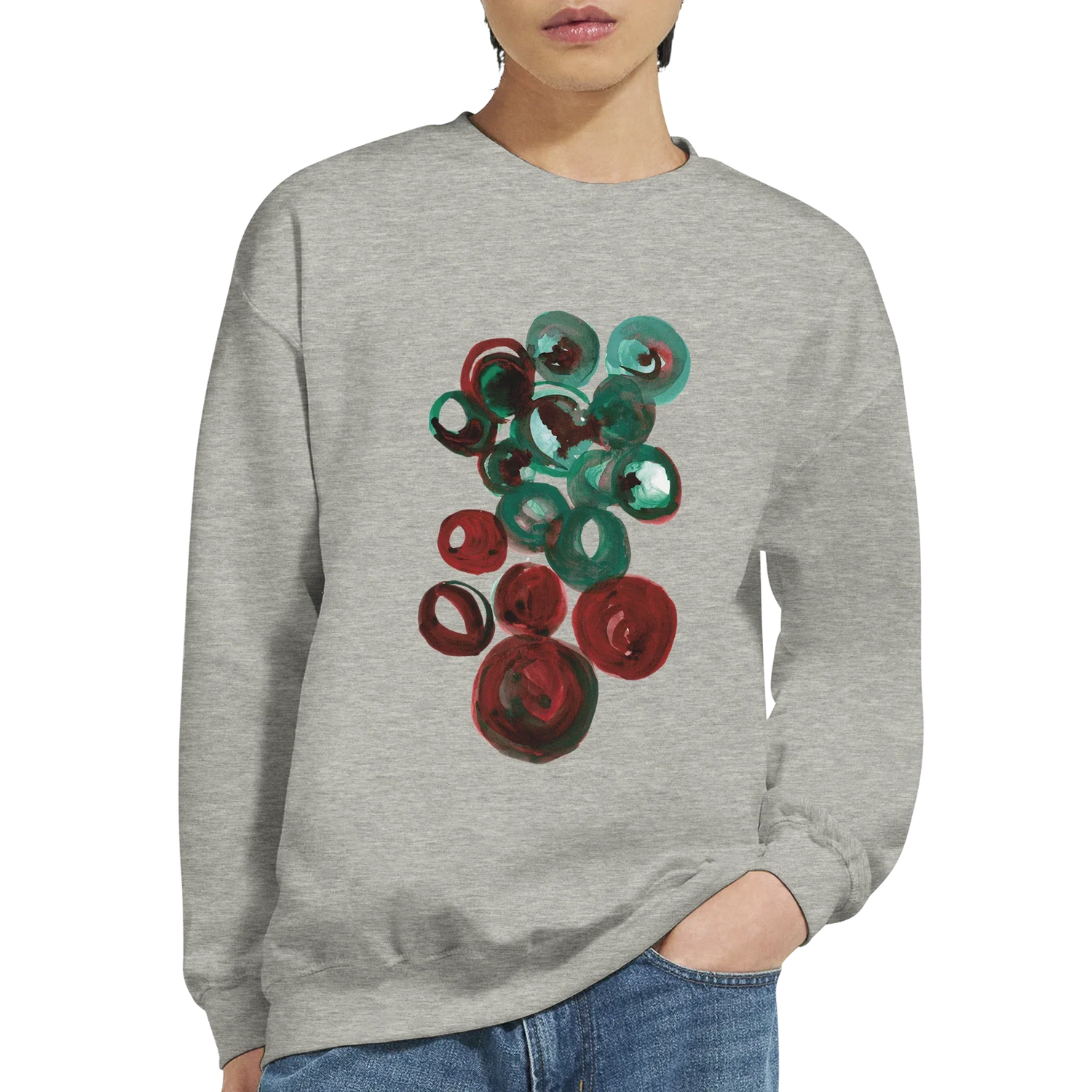 Sweatshirt Unisexe Classique Resonance Emeraude – Impression Artistique Multicolore - Laure Leprince - Artiste Peintre