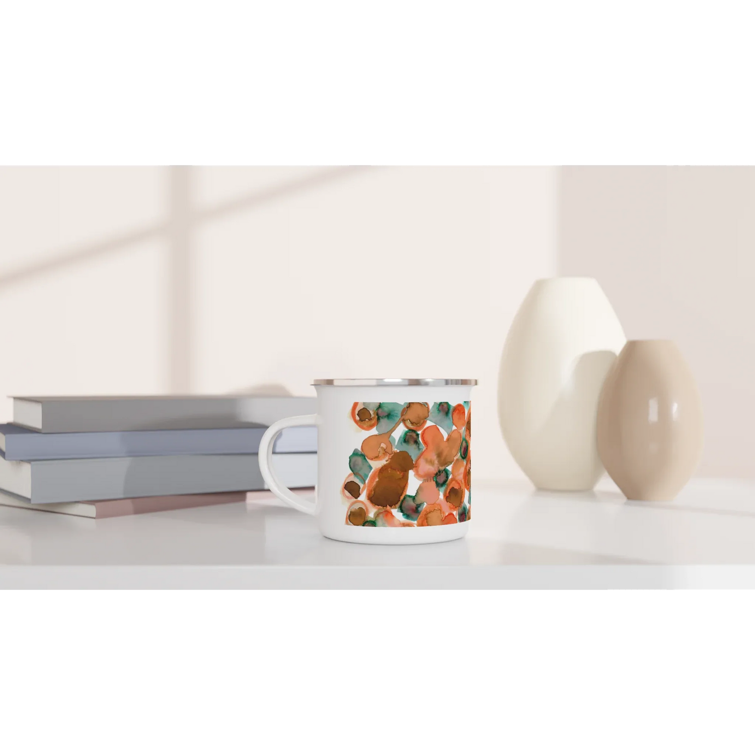 Mug en émail blanc 35 cl Constellation D'ambre – Léger, vintage et résistant - Laure Leprince - Artiste Peintre