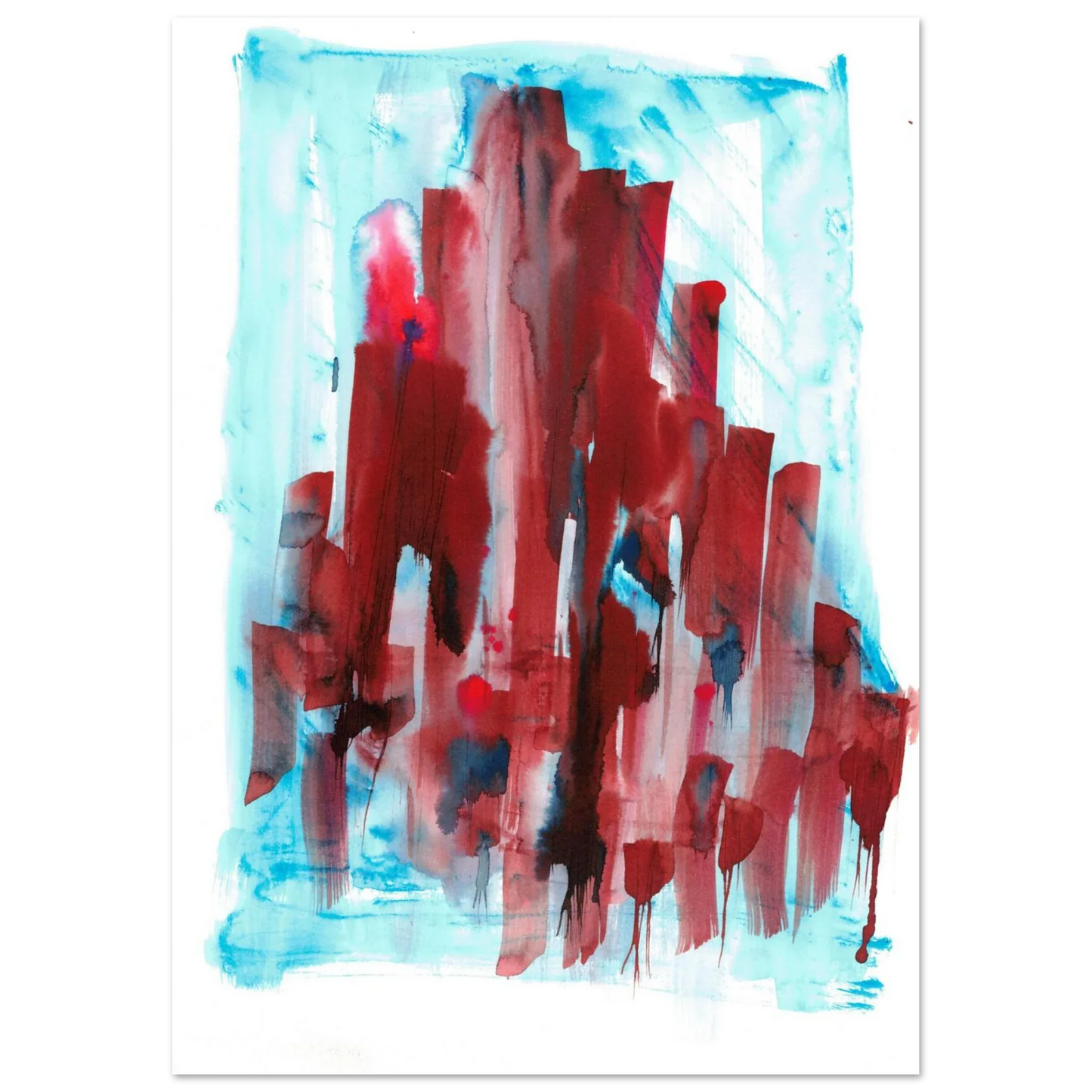Abstract Cityscape Watercolor Art Print RDJ3-1 – Premium Matte Paper Poster in various sizes - Laure Leprince - Artiste Peintre